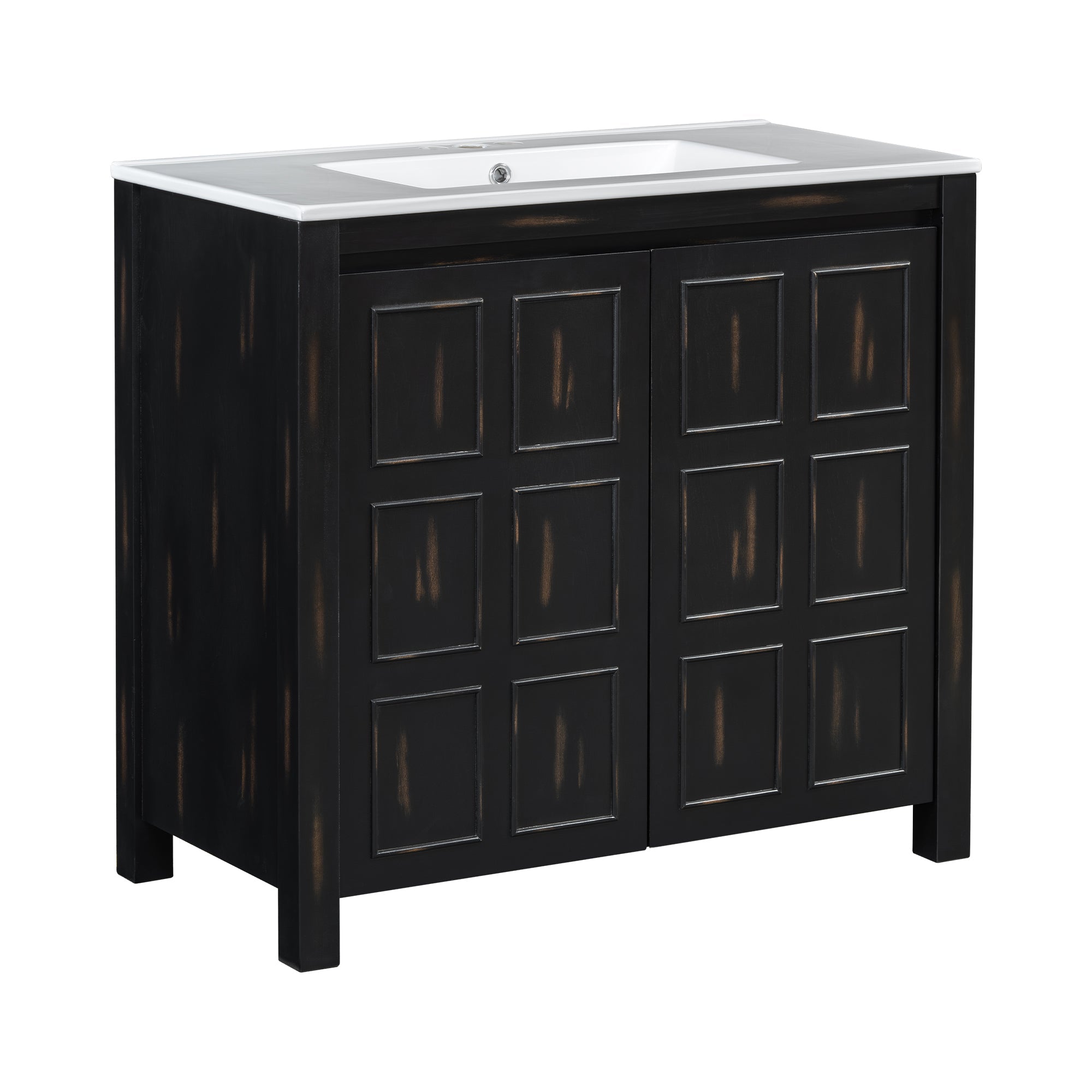 koorbiir ba3 72 Double Vanity Bathroom Storage Cabinet with Ceramic Sinks ¨C Soft - Close Doors & Adjustable Shelves for Stylish Bathroom Organization - Koorbiir