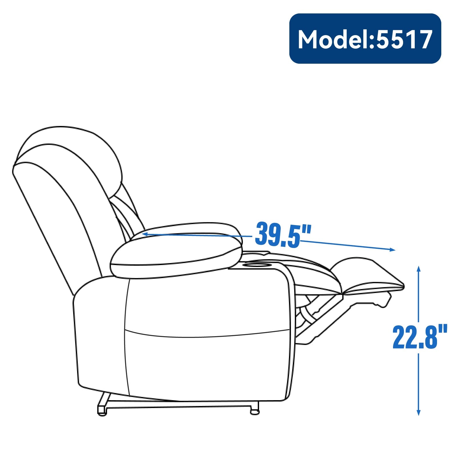 Up to 350 LBS Chenille Power Lift Massage Chair with 8 - Point Vibration, Lumbar Heating, USB & Type - C Ports, Stainless Steel Cup Holders ¨C Blue - Koorbiir