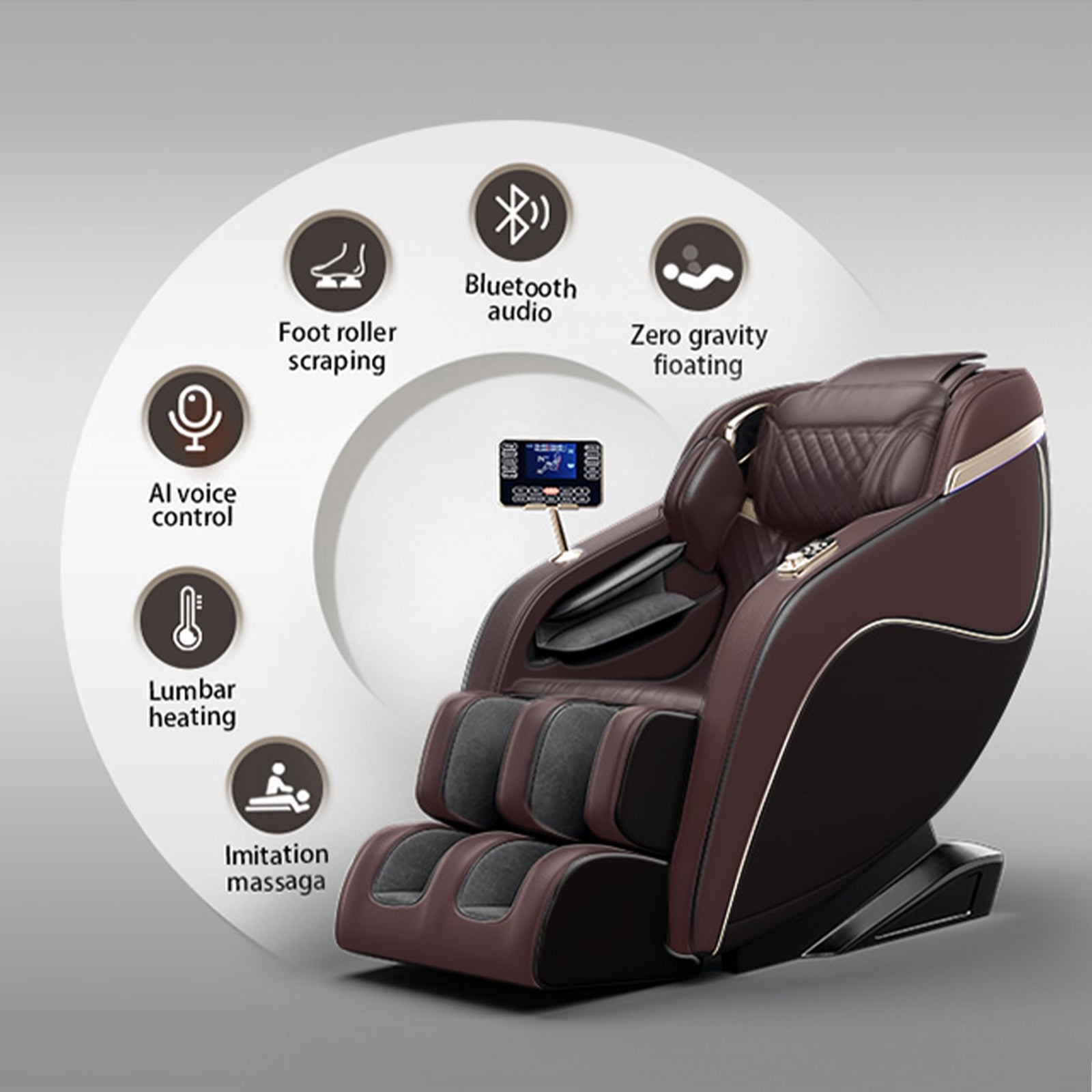 Zero Gravity Massage Chair with SL-Track, Shiatsu, Heated Back & Calves, Foot Rollers, Built-in Speakers & Smart LCD Control ¨C Full Body Relaxation for Home or Office