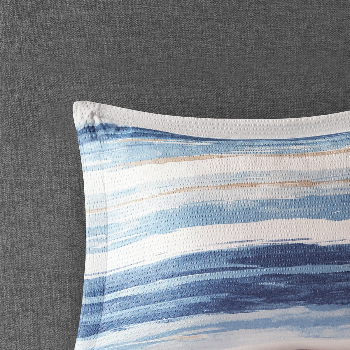 koorbiir be1 8 - Piece Blue Seersucker Comforter & Quilt Set ¨C King/Cal King Bedding Collections with Decorative Pillows & Shams - Koorbiir