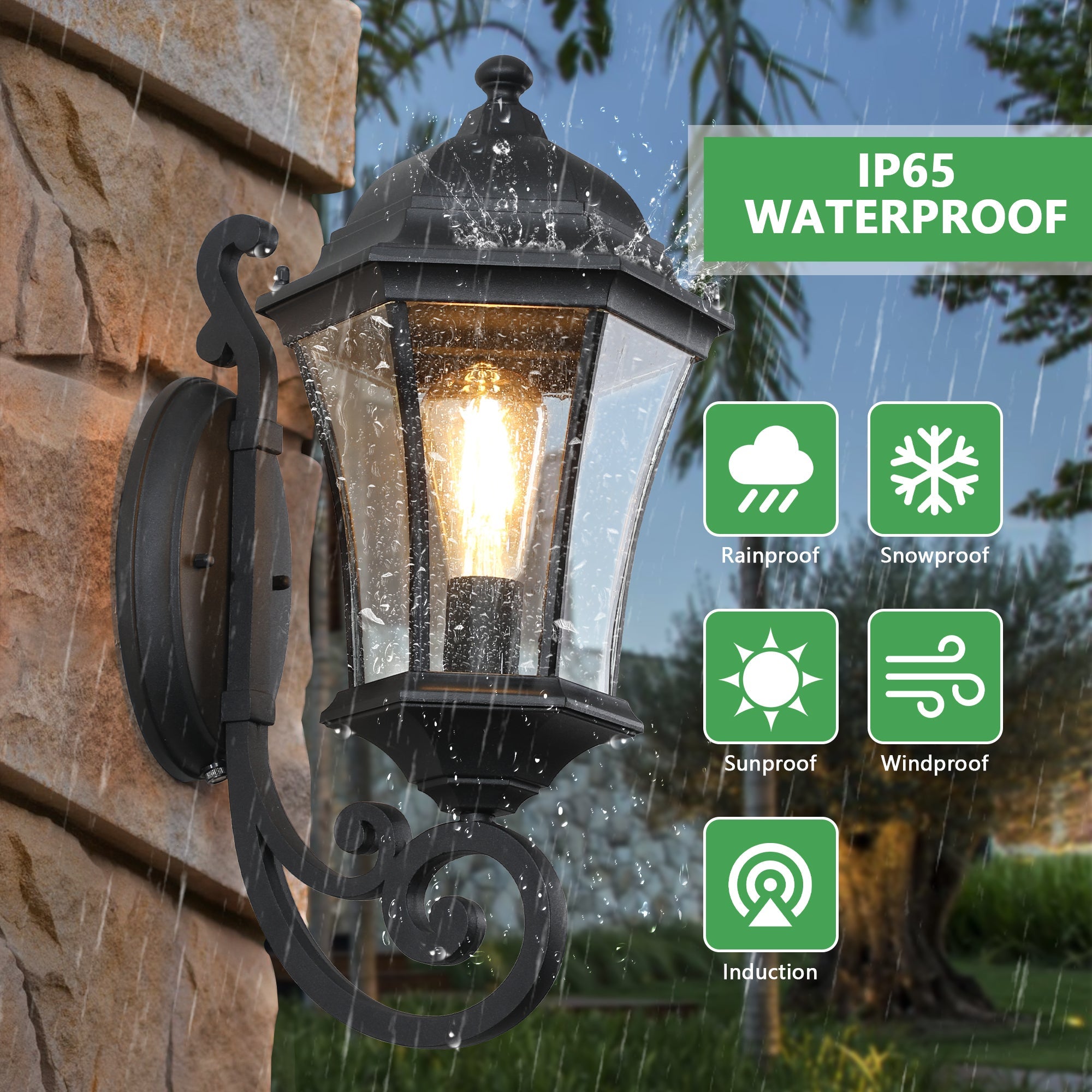 koorbiir L1 2 - Pack Outdoor Wall Lantern Lighting ¨C Vintage Black Metal Sconce for Porch, Patio & Garden (Bulbs Not Included) - Koorbiir