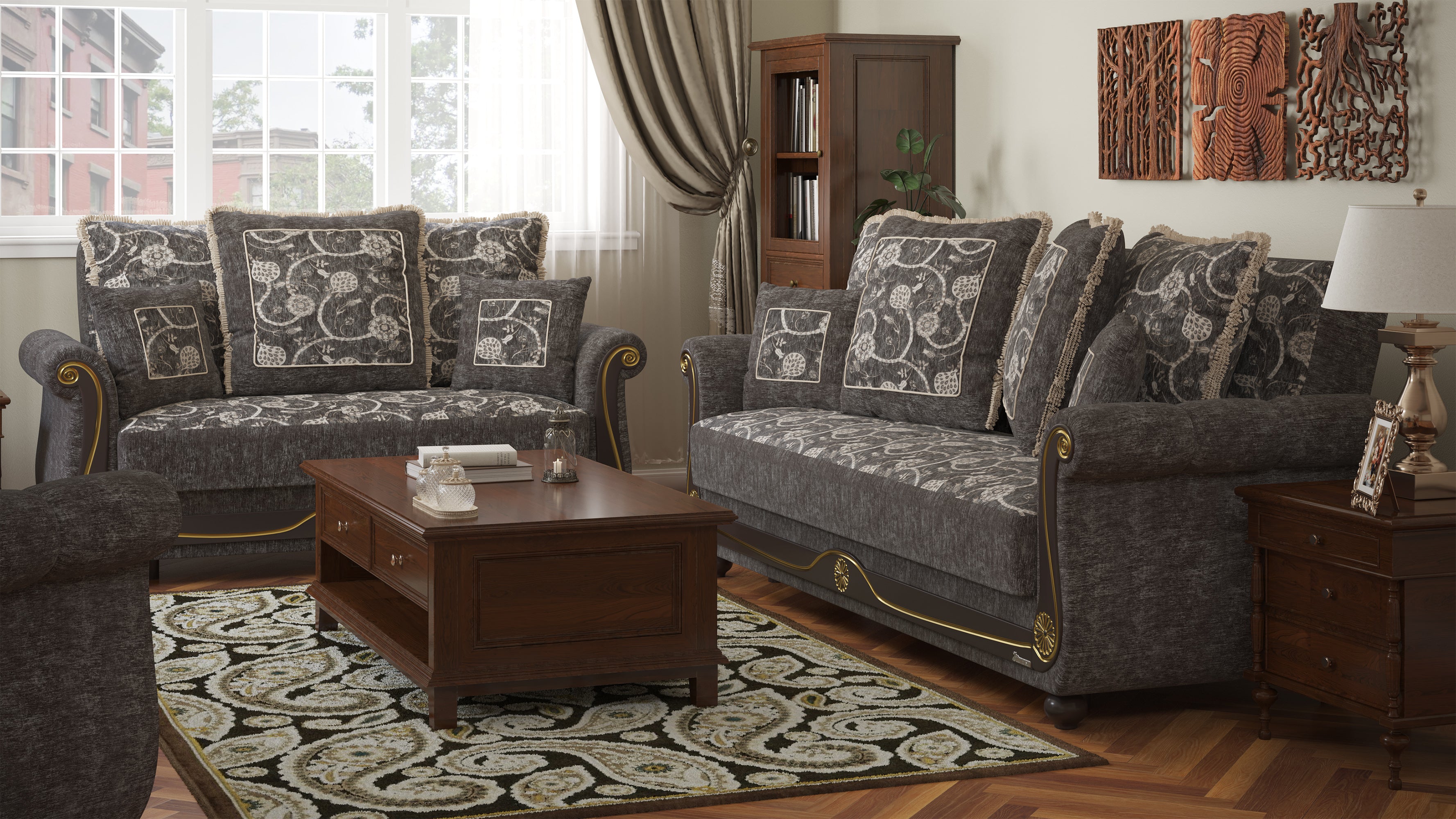 PrimeNest Timberline Collection Grey Upholstered Convertible Sofabed with Storage ¨C Bedding Collections for Living Room & Small Spaces