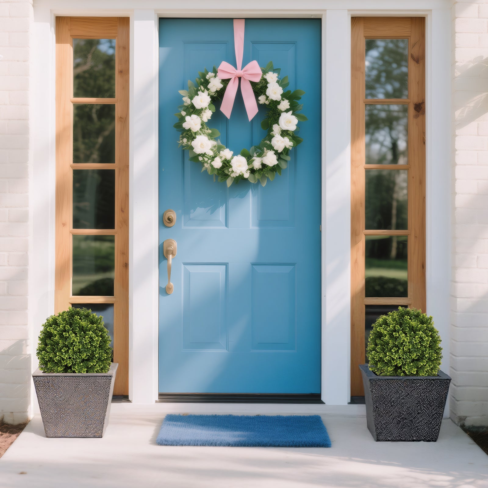 koorbiir ar3 55cm Artificial Flowers & Greenery Topiary Boxwood Ball Trees, UV Resistant Faux Shrubs for Outdoor Front Porch, Patio, Balcony & Home D¨¦cor, 2pcs/set