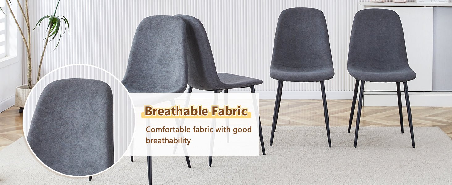 koorbiir ta6 47.3" Modern Splicing Circular Dining Table with Double - Layer Storage ¨C 4 Black Linen - Cotton High - Resilience Chairs with Metal Legs, Table Linens Included - Koorbiir