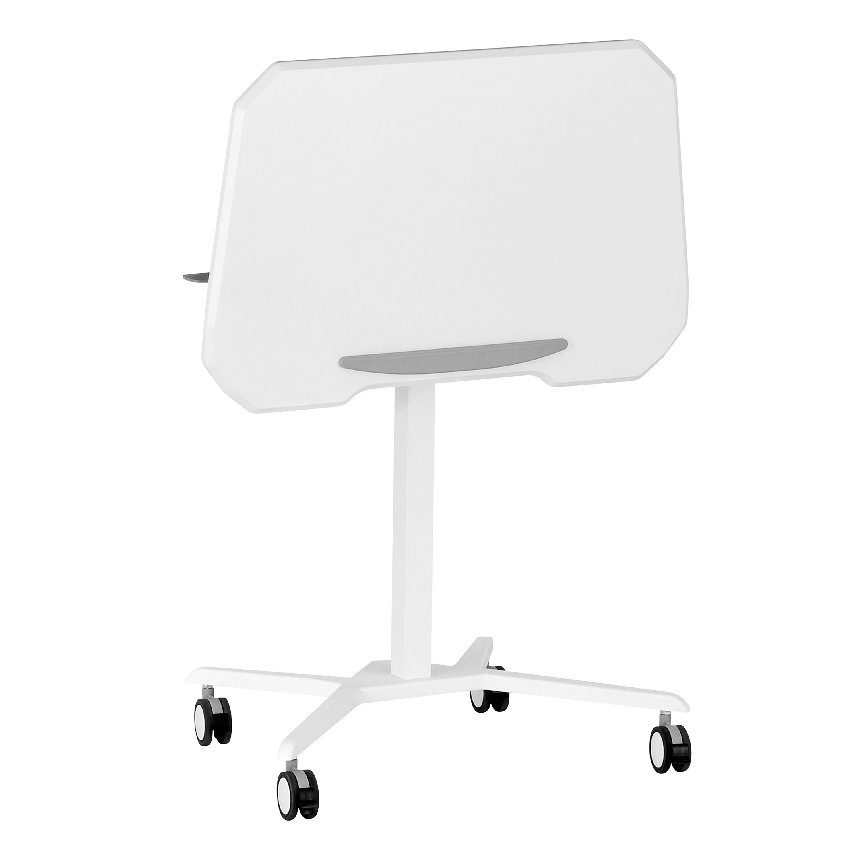 koorbiir d4 White Standing Desk Laptop Cart with Adjustable Height and Tilting Desktop