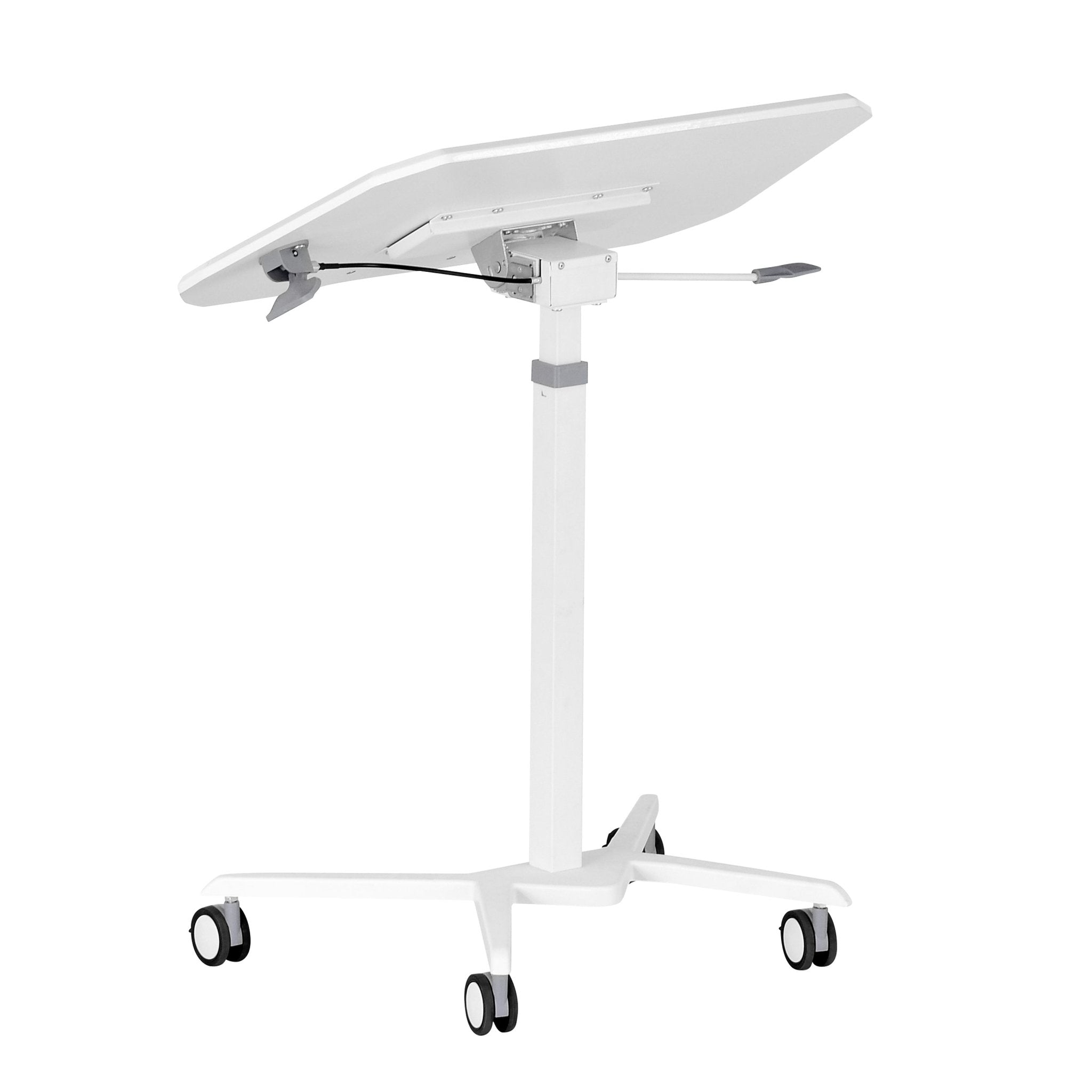 koorbiir d4 White Standing Desk Laptop Cart with Adjustable Height and Tilting Desktop - Koorbiir
