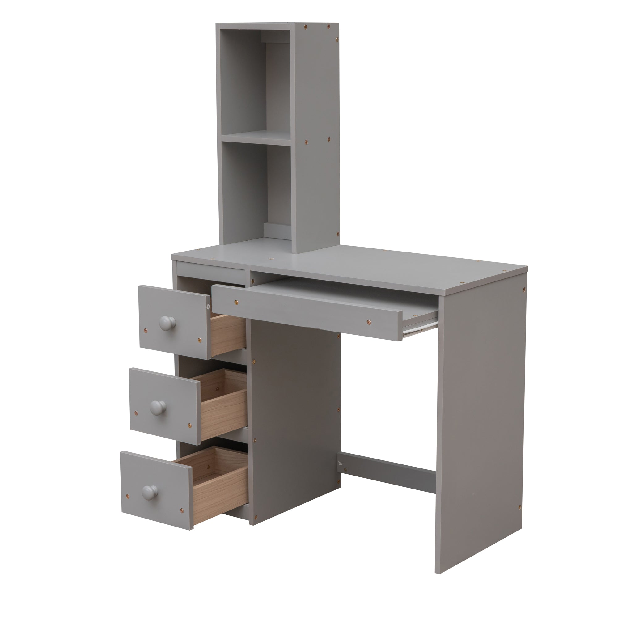 koorbiir d3 Multifunctional Loft Bunk Bed with Twin Bed, Storage Staircase, Standing Desk, Drawers & Shelves ¨C Gray