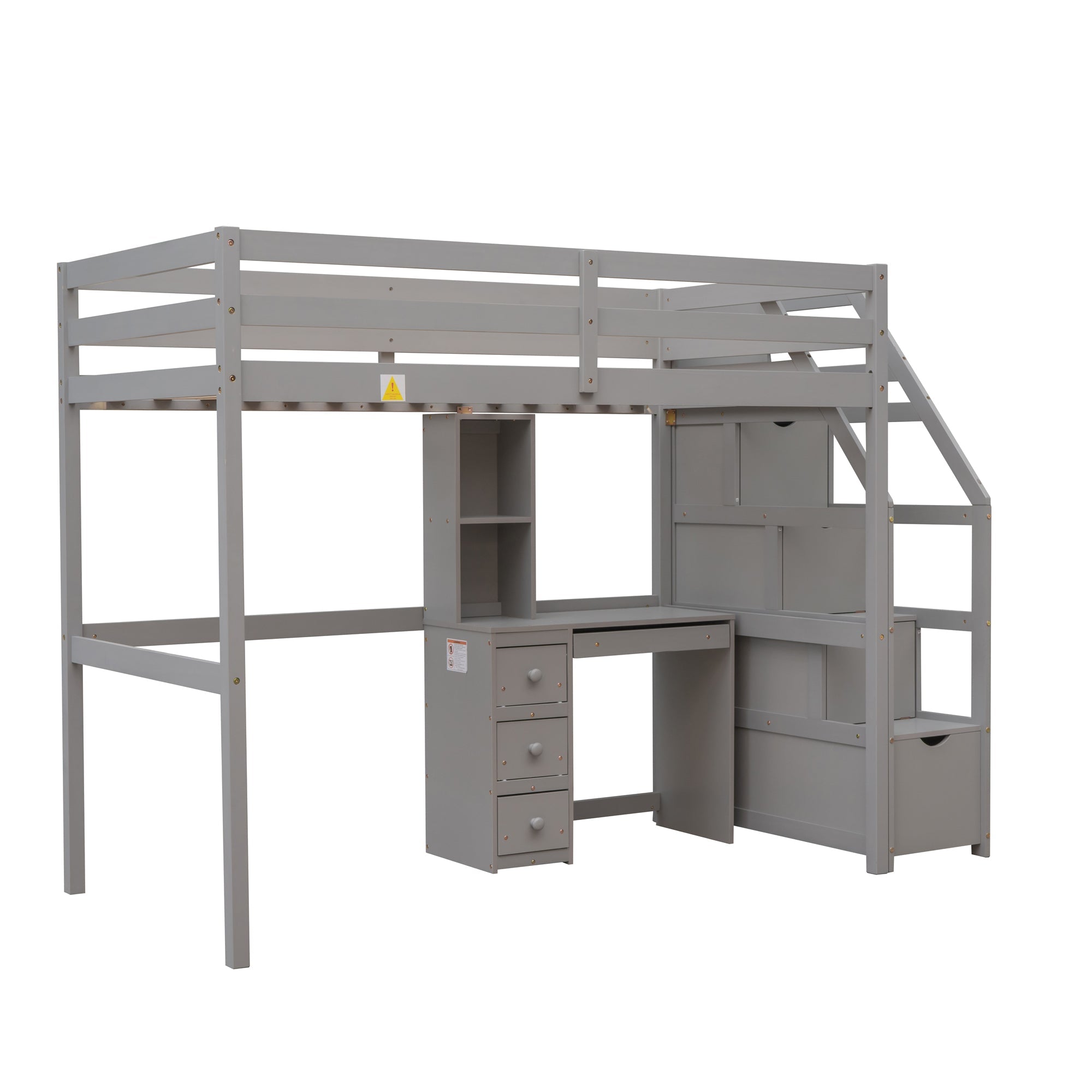 koorbiir d3 Multifunctional Loft Bunk Bed with Twin Bed, Storage Staircase, Standing Desk, Drawers & Shelves ¨C Gray - Koorbiir