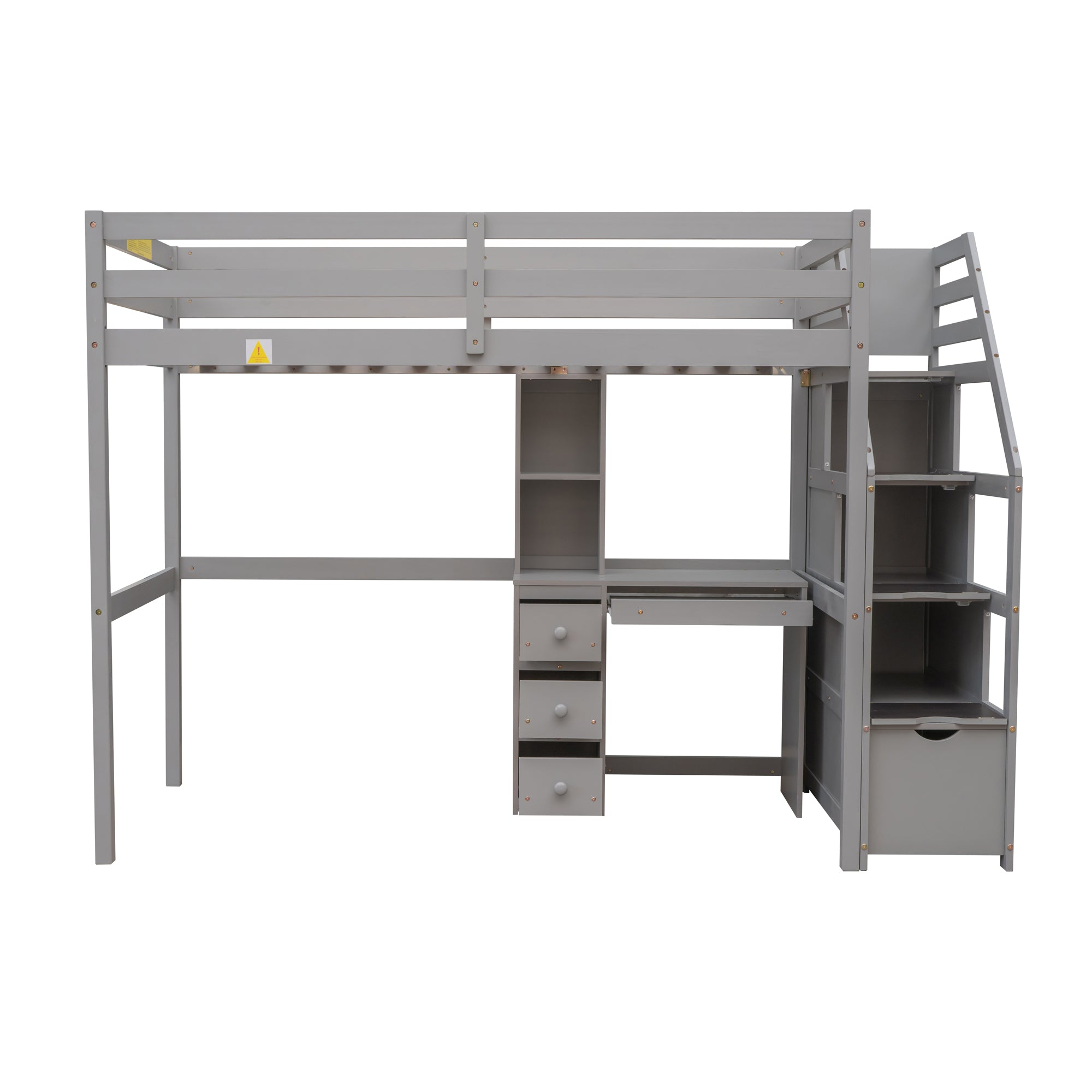 koorbiir d3 Multifunctional Loft Bunk Bed with Twin Bed, Storage Staircase, Standing Desk, Drawers & Shelves ¨C Gray