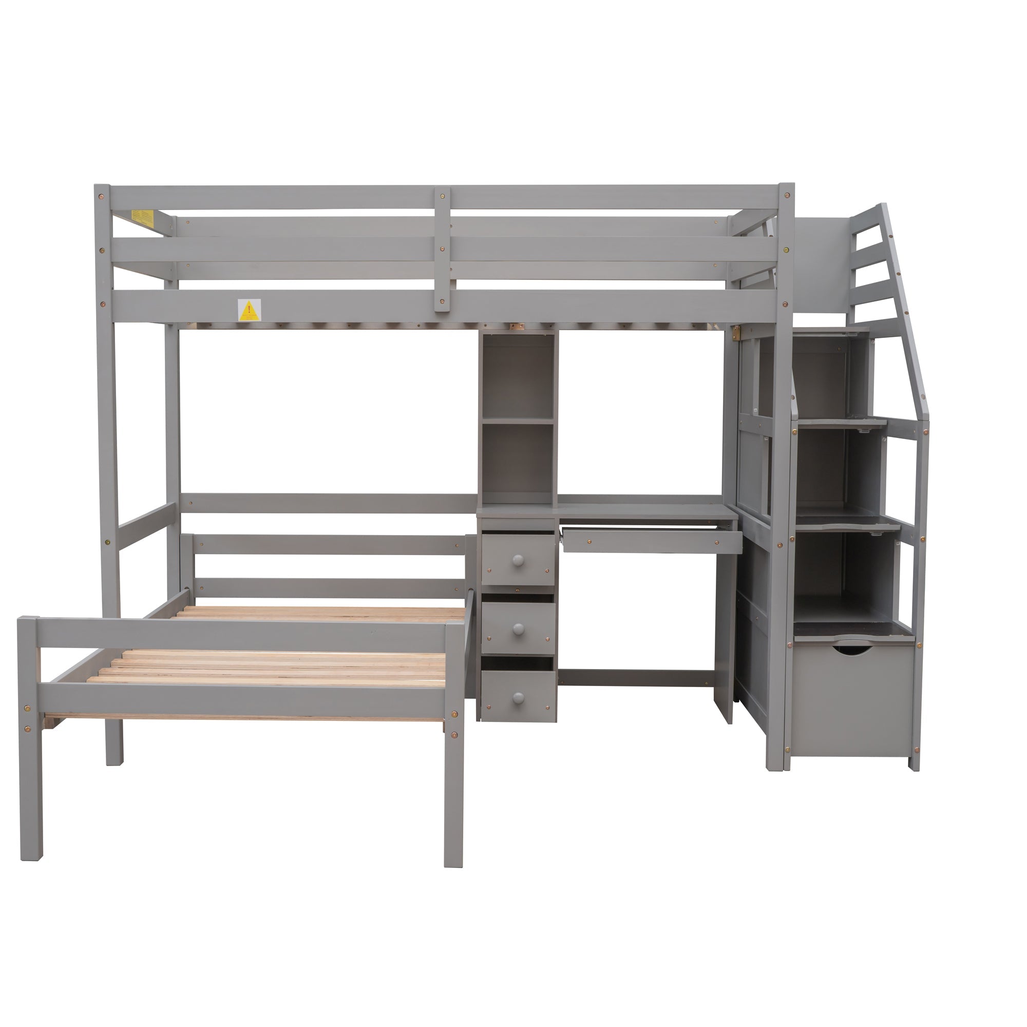 koorbiir d3 Multifunctional Loft Bunk Bed with Twin Bed, Storage Staircase, Standing Desk, Drawers & Shelves ¨C Gray - Koorbiir