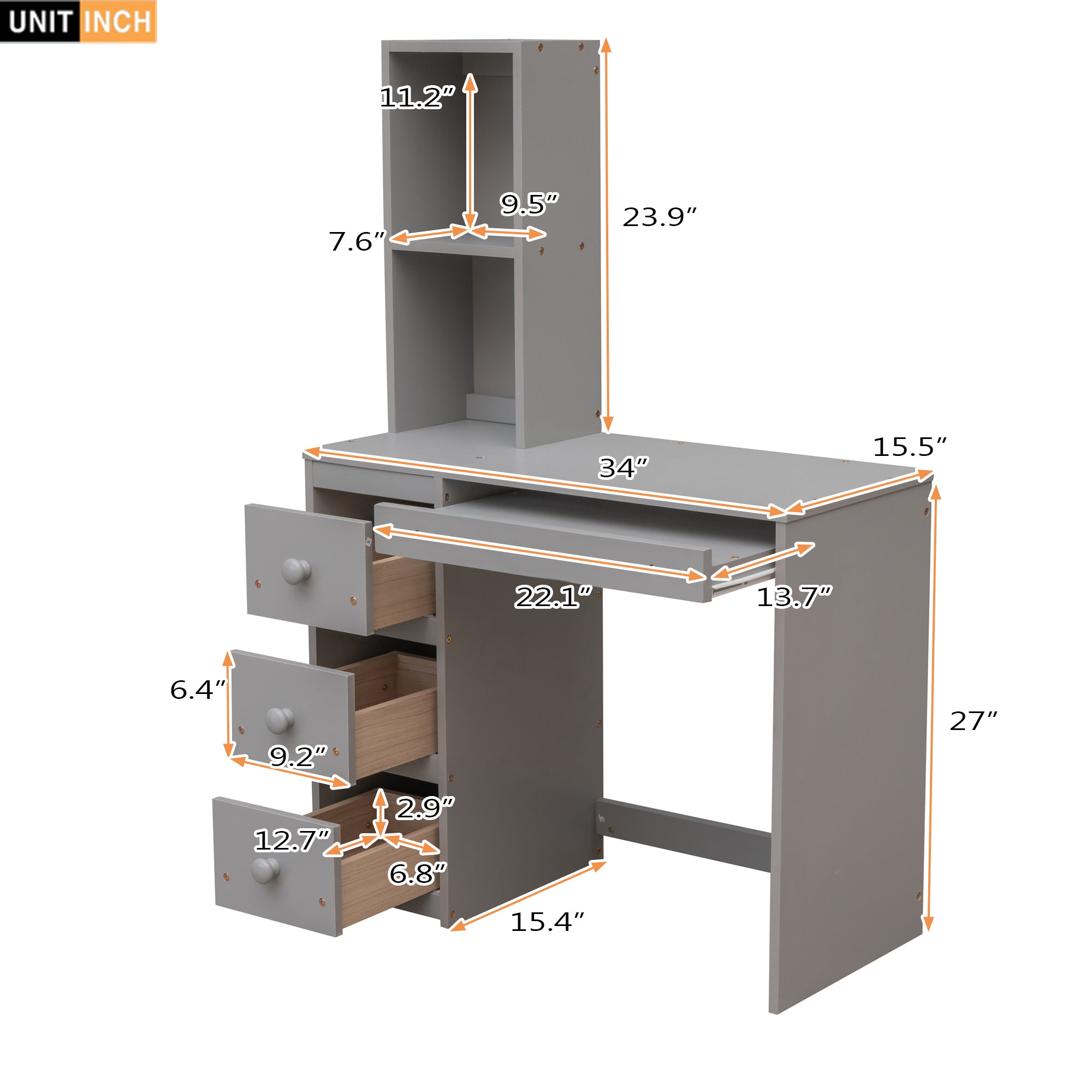 koorbiir d3 Multifunctional Loft Bunk Bed with Twin Bed, Storage Staircase, Standing Desk, Drawers & Shelves ¨C Gray