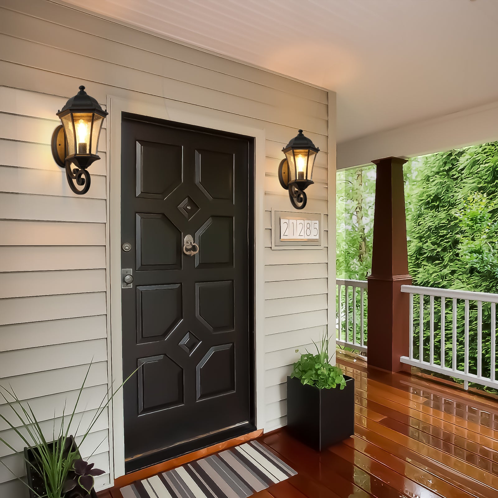 koorbiir L1 2 - Pack Outdoor Wall Lantern Lighting ¨C Vintage Black Metal Sconce for Porch, Patio & Garden (Bulbs Not Included) - Koorbiir