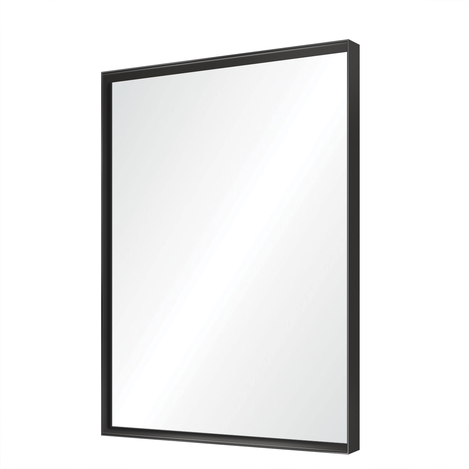 koorbiir mi4 40x30 Glossy Black Bathroom Mirror, Rectangular Vanity Mirror with Modern Metal Frame, Decorative Square Corner Mirror for Wall (Horizontal & Vertical Mount) - Koorbiir