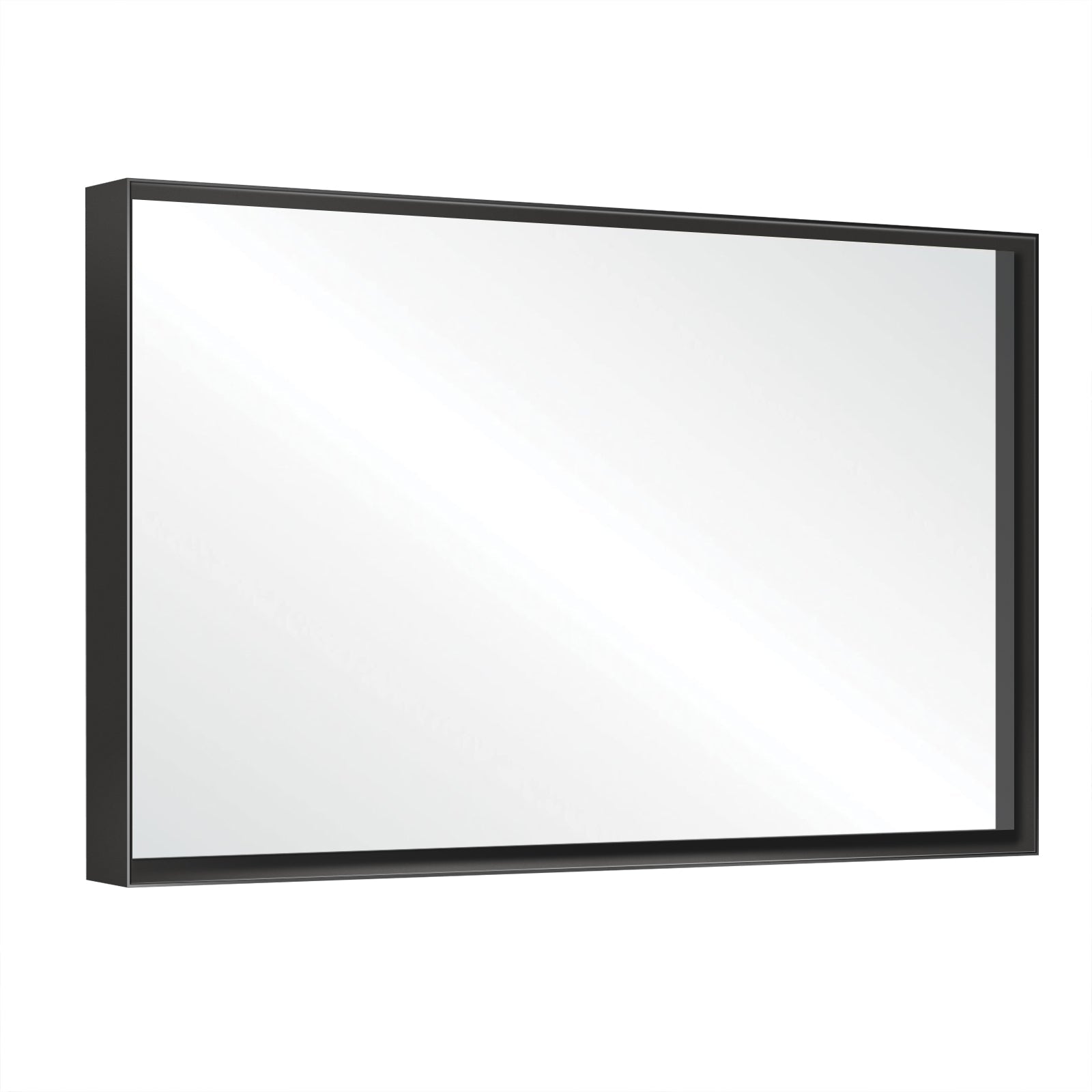 koorbiir mi4 40x30 Glossy Black Bathroom Mirror, Rectangular Vanity Mirror with Modern Metal Frame, Decorative Square Corner Mirror for Wall (Horizontal & Vertical Mount) - Koorbiir