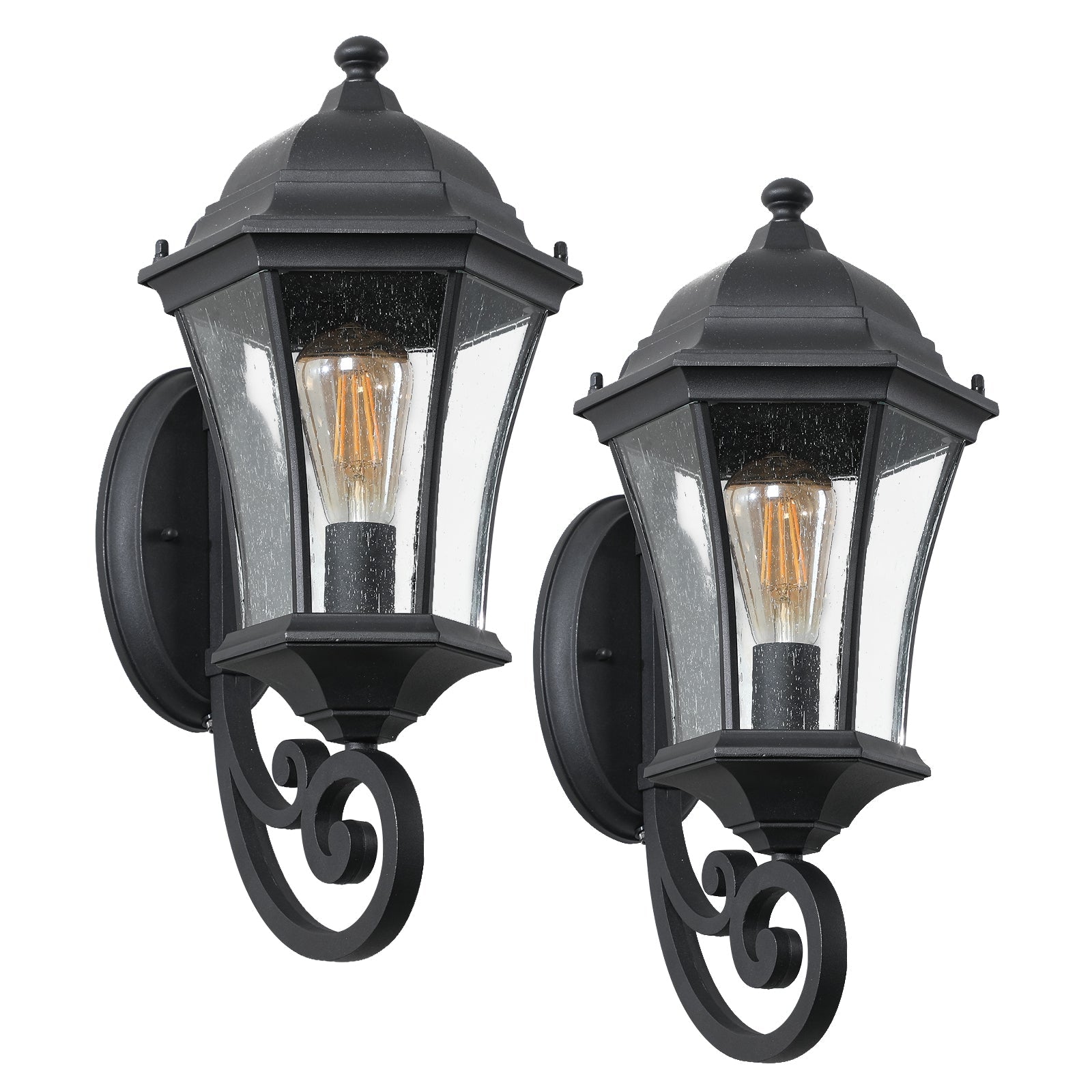 koorbiir L1 2 - Pack Outdoor Wall Lantern Lighting ¨C Vintage Black Metal Sconce for Porch, Patio & Garden (Bulbs Not Included) - Koorbiir