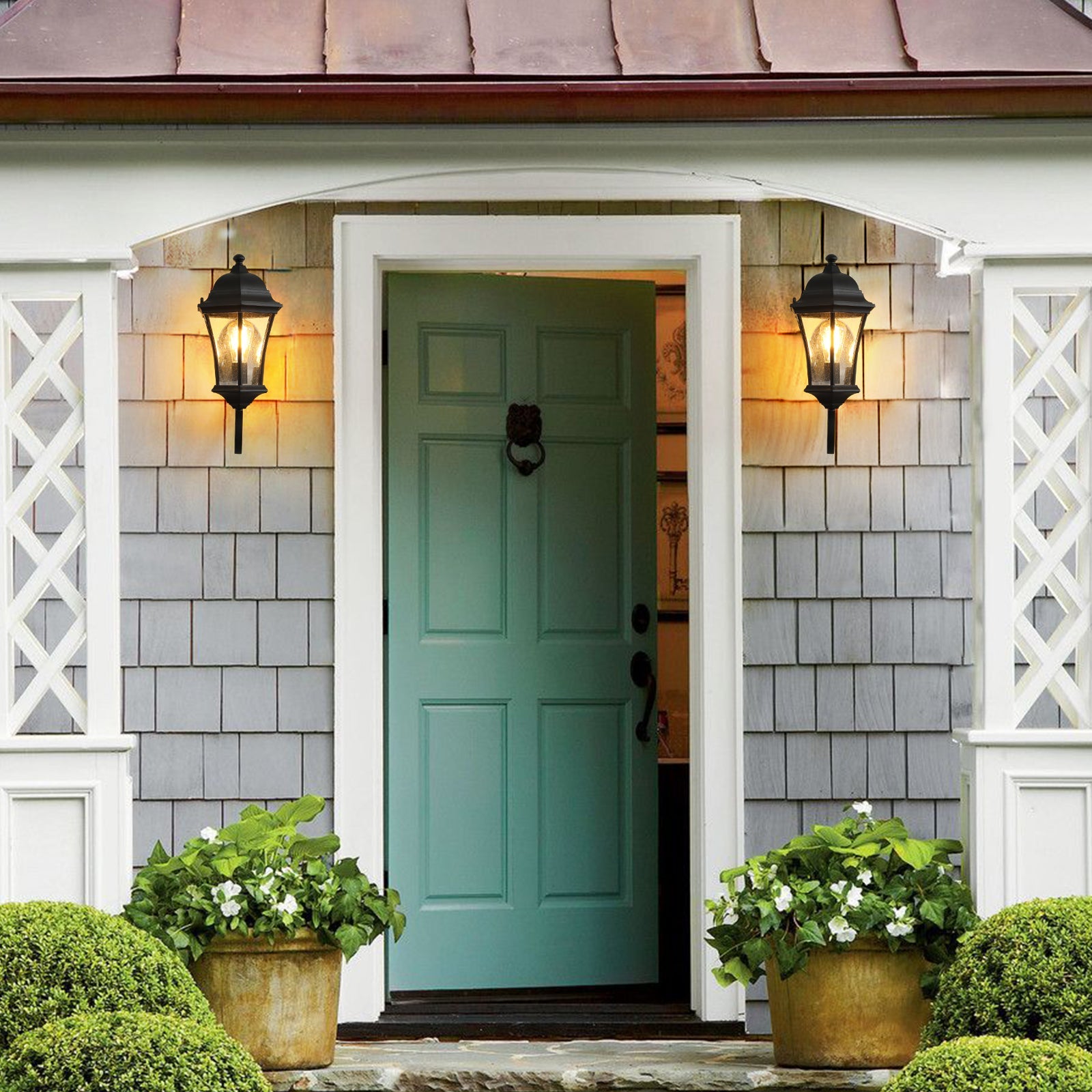 koorbiir L1 2 - Pack Outdoor Wall Lantern Lighting ¨C Vintage Black Metal Sconce for Porch, Patio & Garden (Bulbs Not Included) - Koorbiir