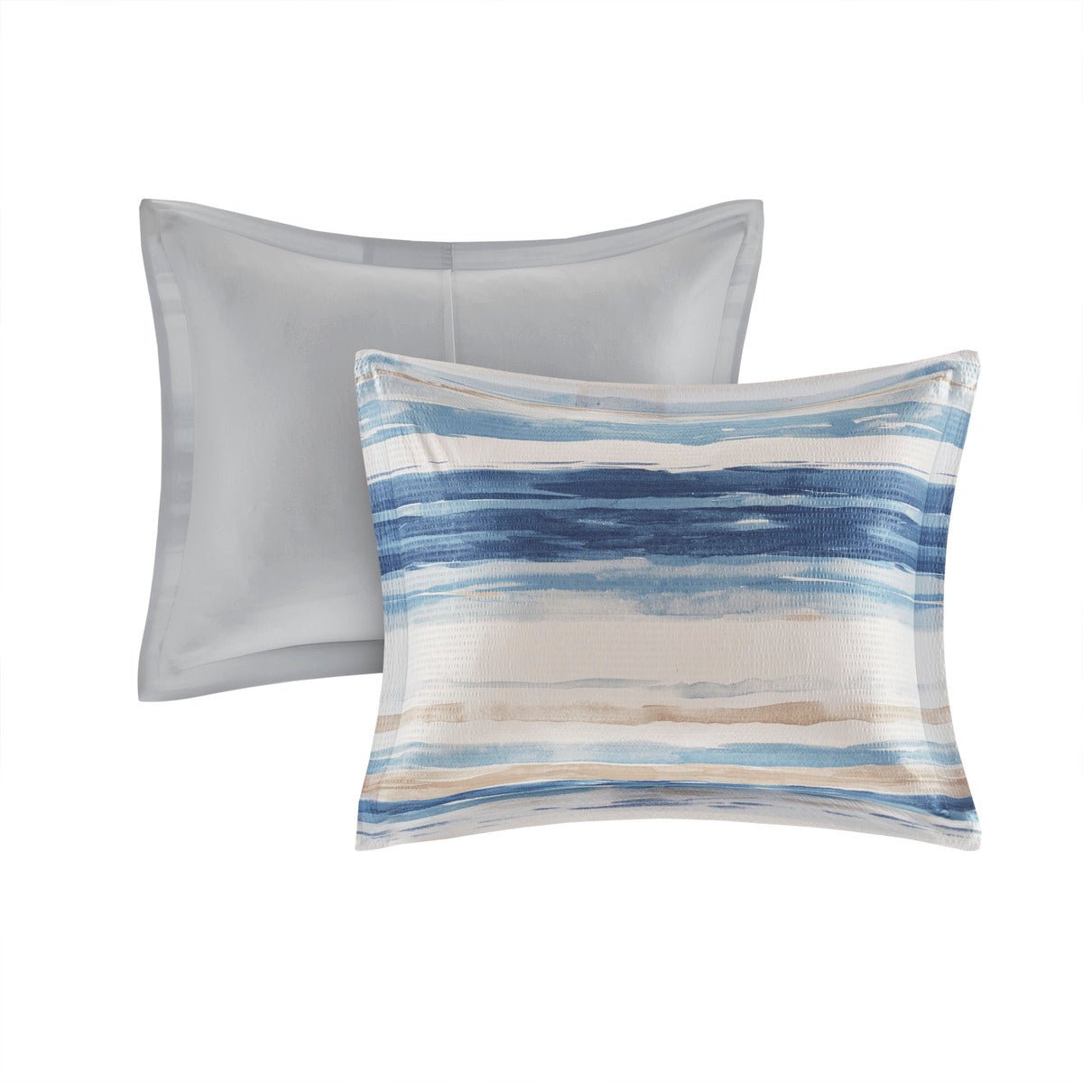 koorbiir be1 8 - Piece Blue Seersucker Comforter & Quilt Set ¨C King/Cal King Bedding Collections with Decorative Pillows & Shams - Koorbiir