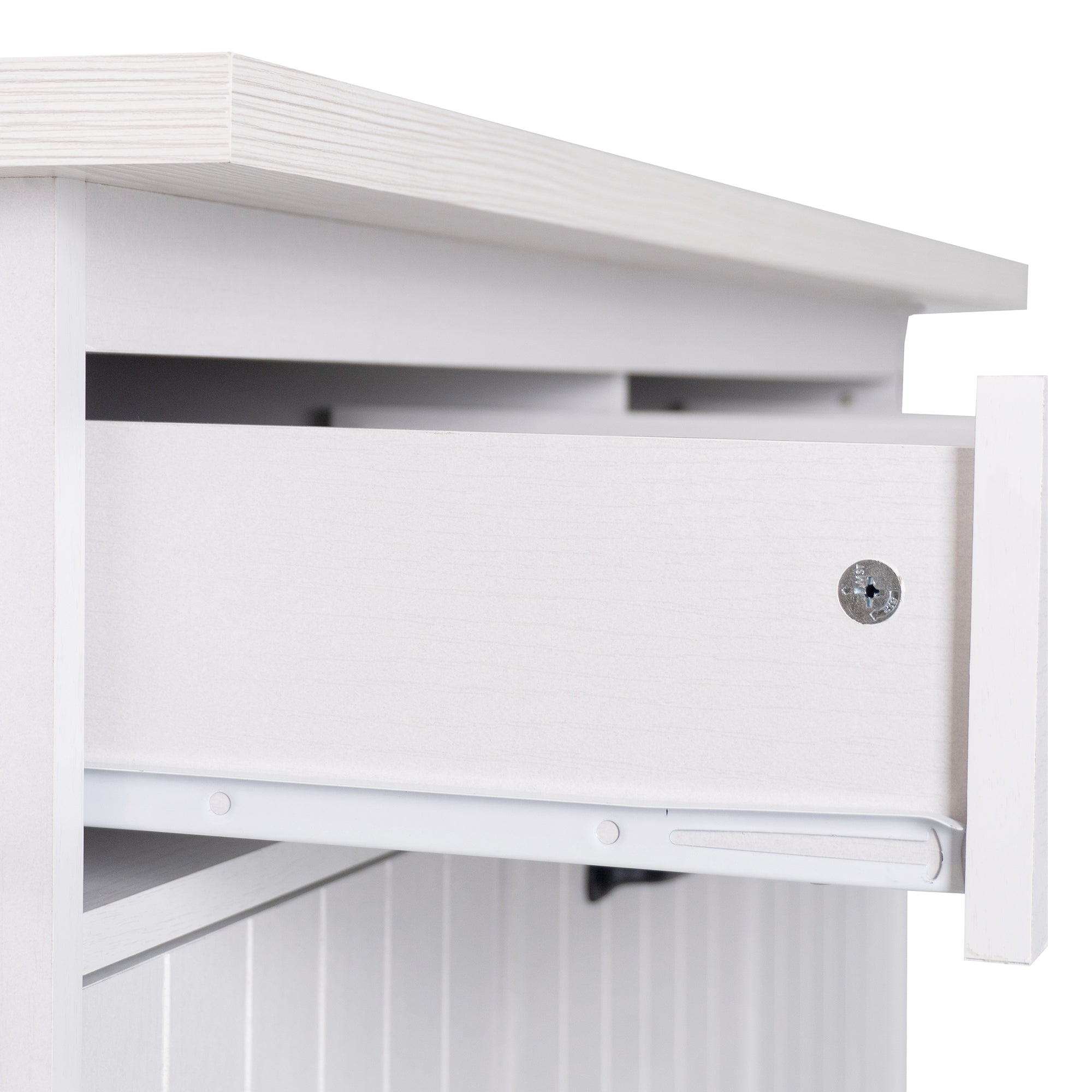 koorbiir k3 K&K Kitchen Island with Trash Can Storage, Drop Leaf Countertop, Spice & Towel Rack, Drawer Cabinet ¨C Rolling Kitchen Cart with Adjustable Shelves for Kitchen Storage, White