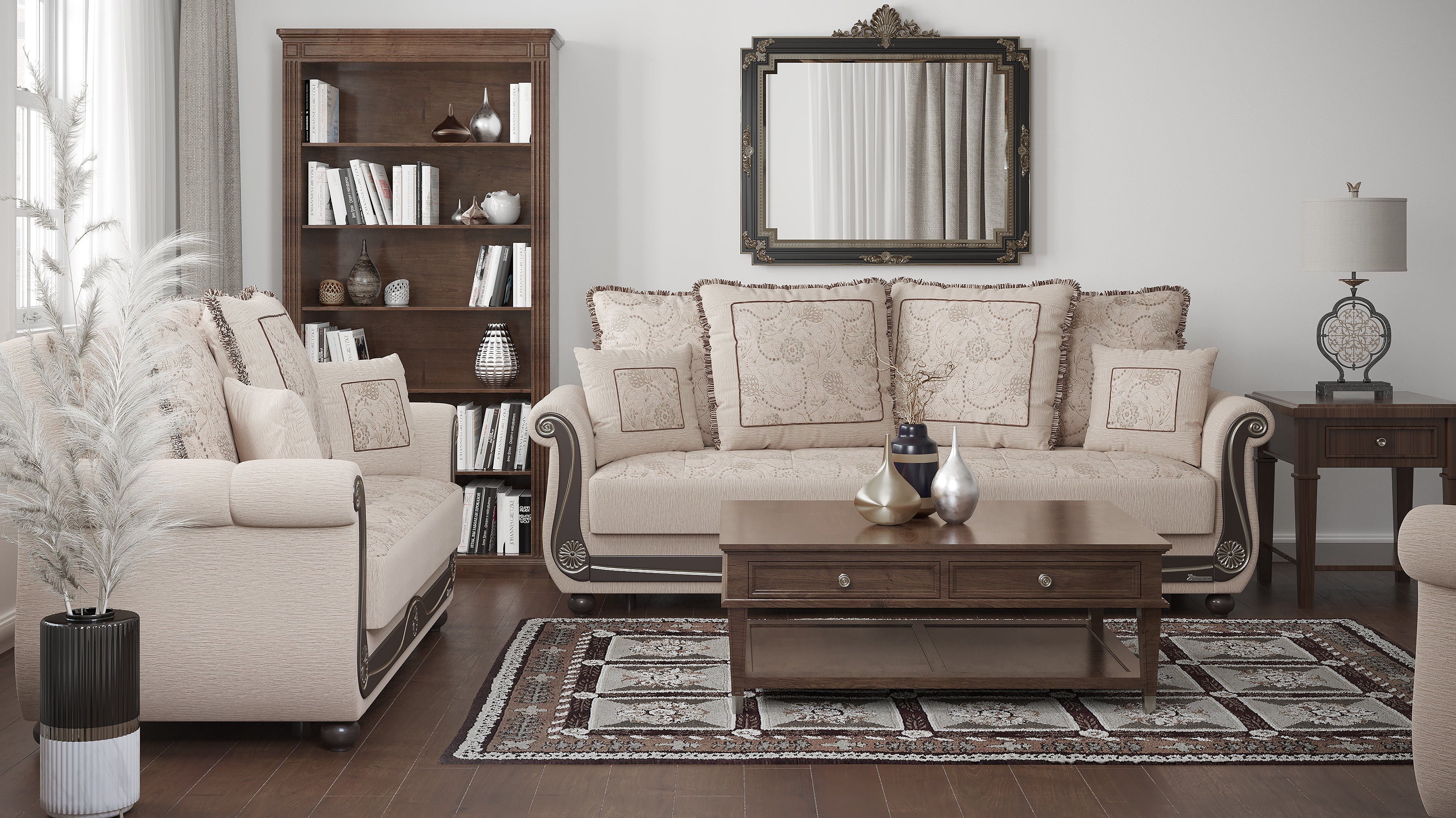PrimeNest Timberline Collection Convertible Sofabed with Storage, Upholstered Sleeper Sofa Bed Beige ¨C Bedding Collections for Living Room & Small Spaces