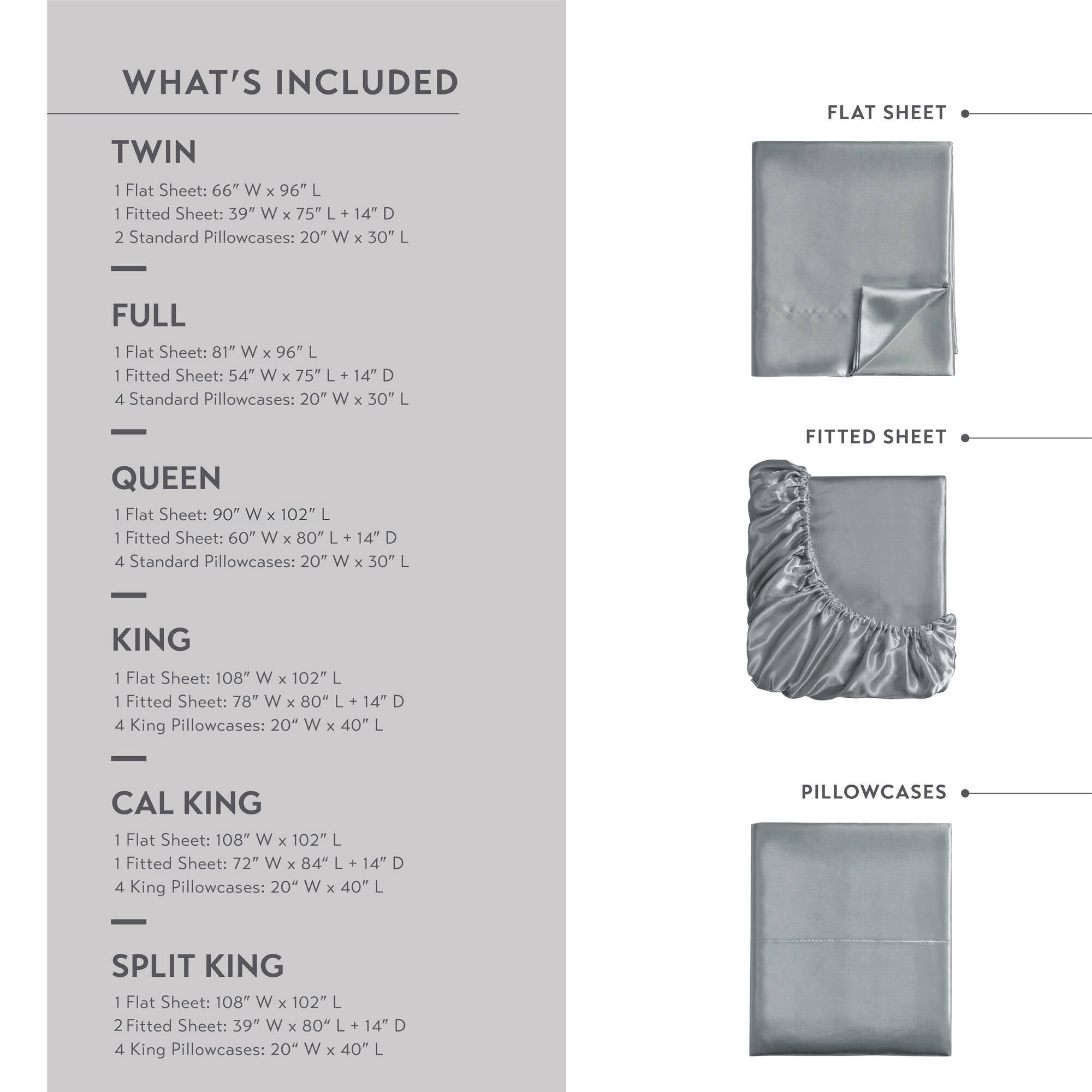 Satin Luxury Split King Sheet Set ¨C Smooth & Silky Bed Sheets & Pillowcases