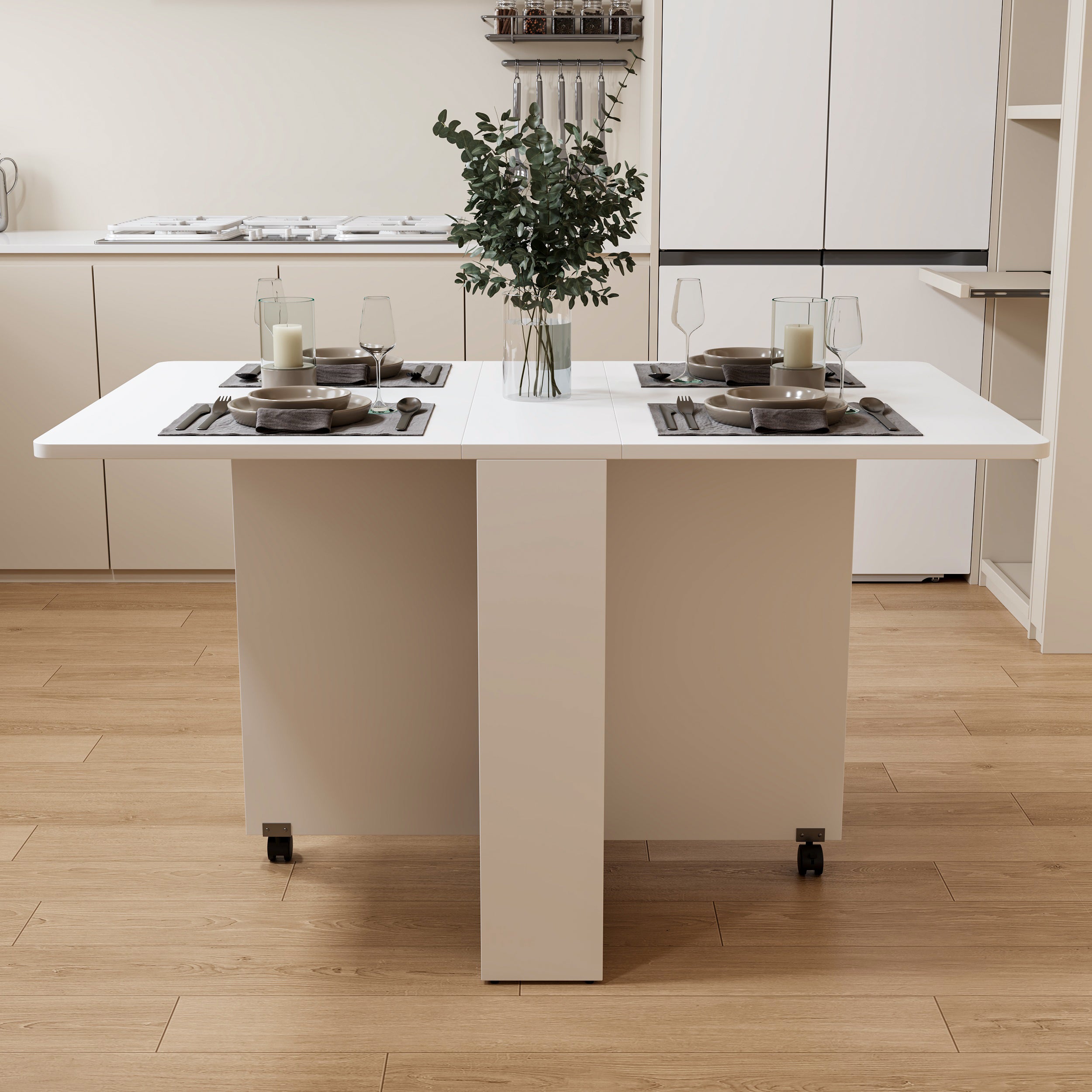 koorbiir f3 51.18 White Foldable Table ¨C Lightweight Long Table for Small Family Dining or Display Use