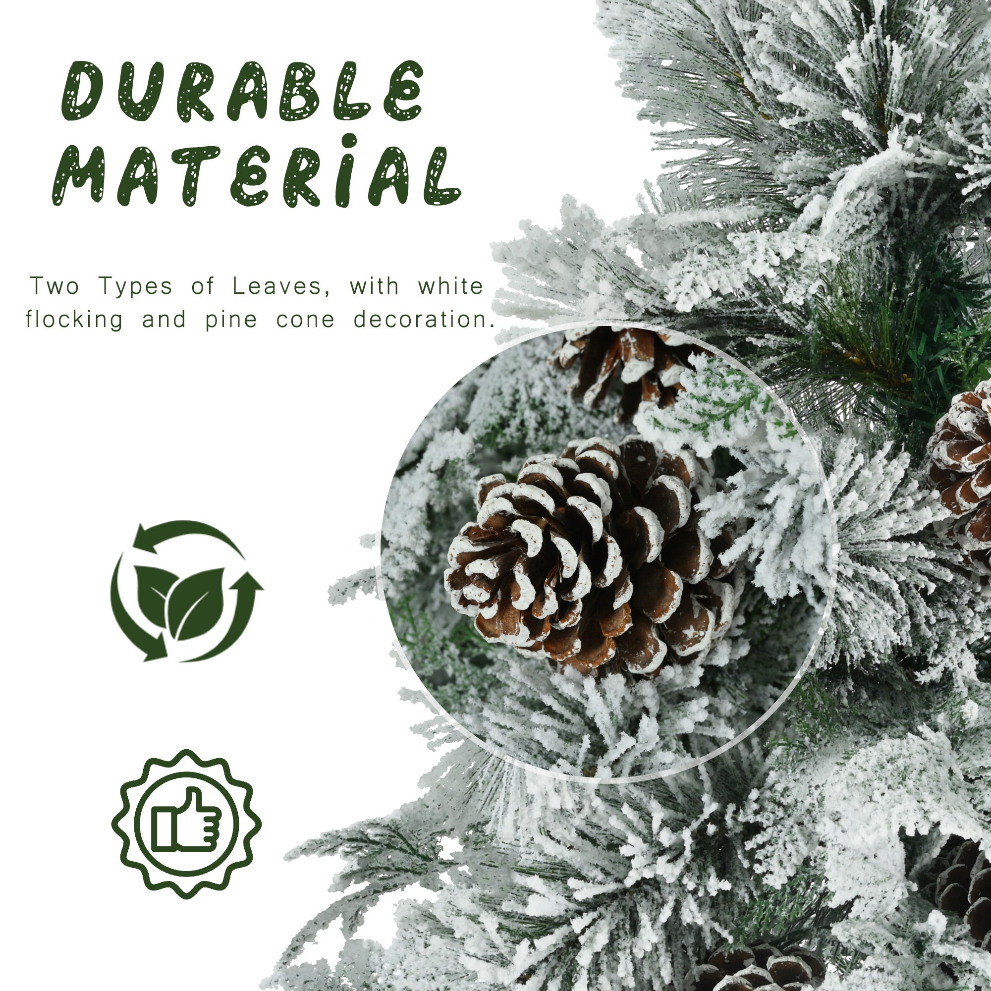 koorbiir ar5 6FT Pre-Lit Artificial Spruce Snow Flocked Christmas Tree with Pine Cones, 403 Branch Tips, 250 Multi-Color LED Lights, 11 Flashing Modes, Holiday D¨¦cor