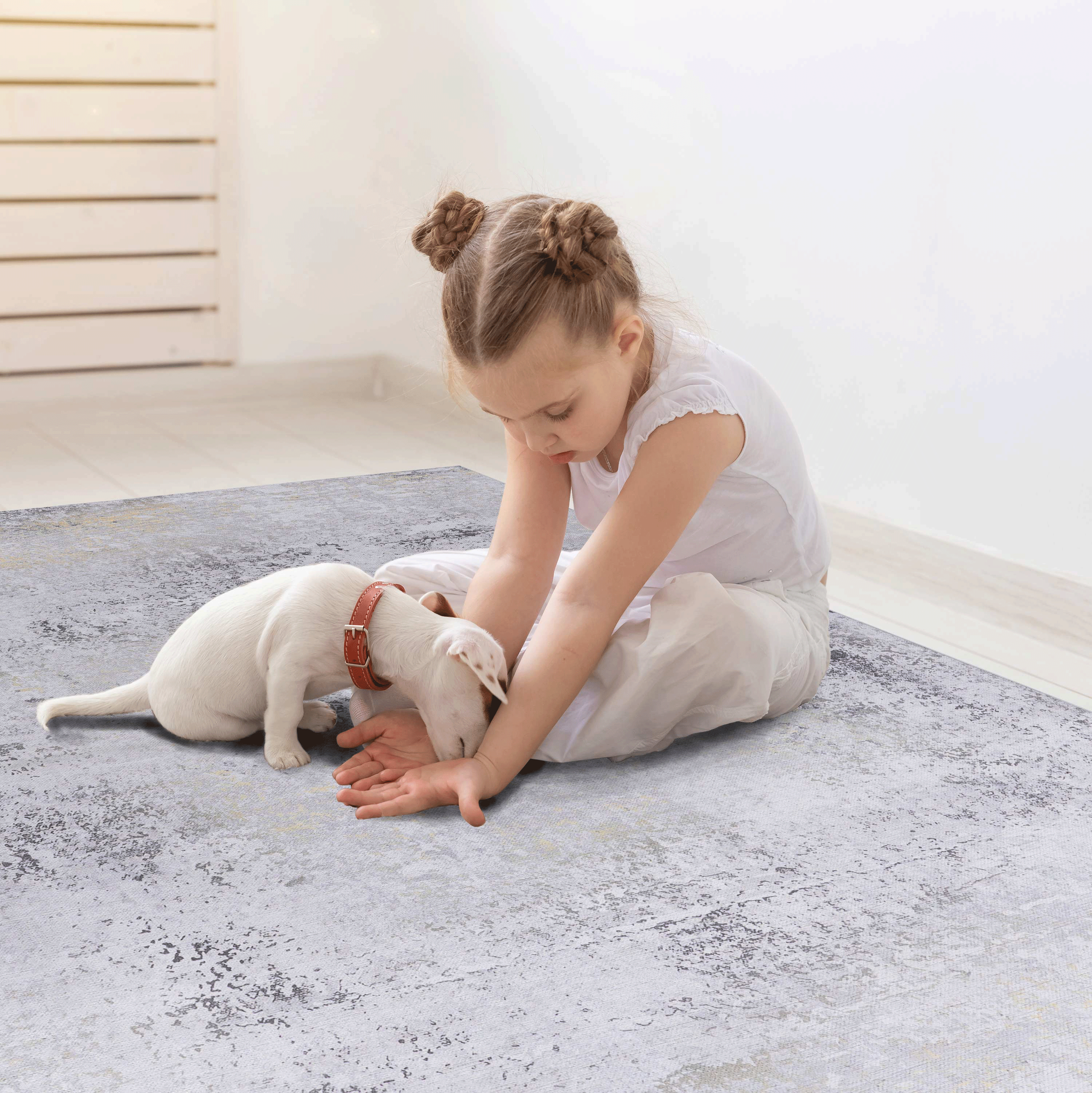 koorbiir G5 2'6 x 10' Gold & Gray Washable Runner Rug ¨C Durable Long Rugs for Hallway and Entryway
