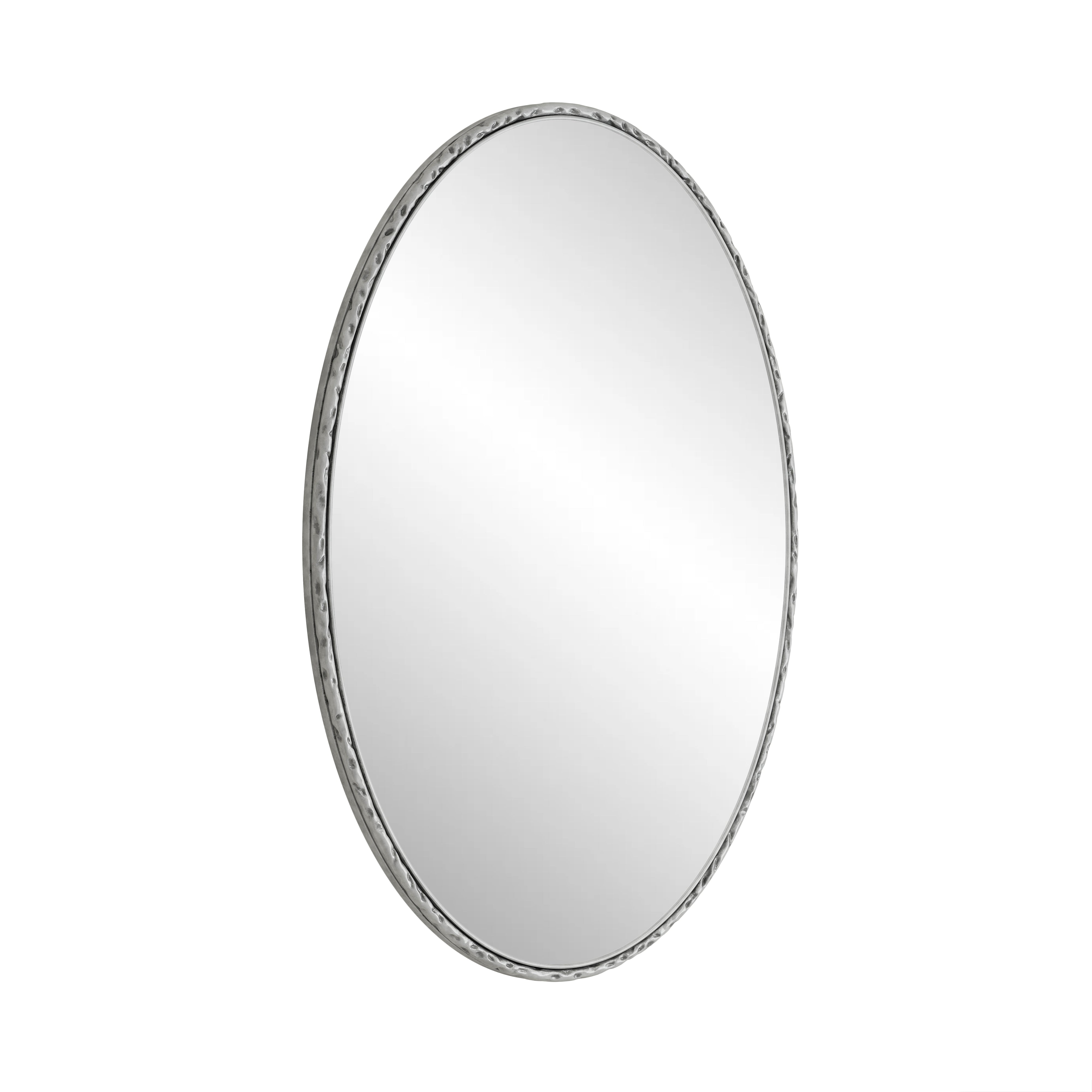 koorbiir w6 Iron Art Oval Retro Wall Mirror, Antique Silver Finish, Decorative Wall Hanging for Bathroom, Bedroom, Living Room