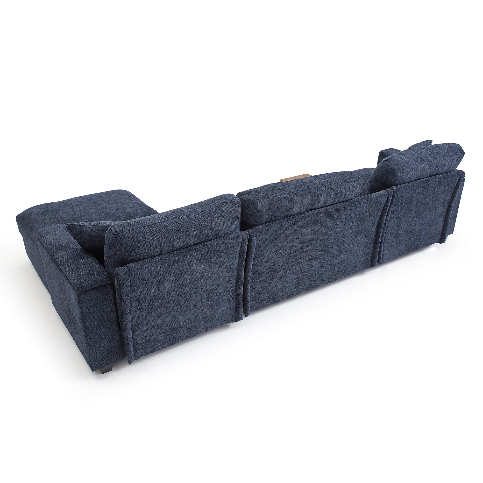 120.3" L-Shaped Sectional Sofa with Storage Ottoman ¨C Oversized Cloud Couch with Drop-Down Table, 360¡ã Swivel Tray, Cup Holders, USB Ports & Wide Linen Seats for Living Room