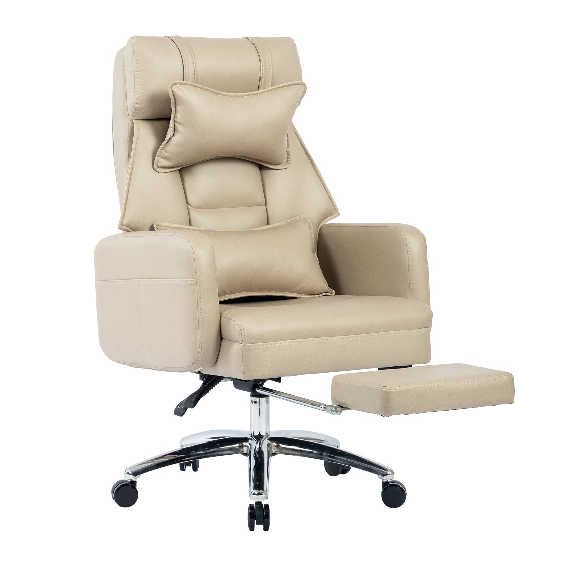 koorbiir o1 Ergonomic Swivel Office Chair with Lumbar Support & Headrest ¨C High Back Reclining Computer Chair, Beige