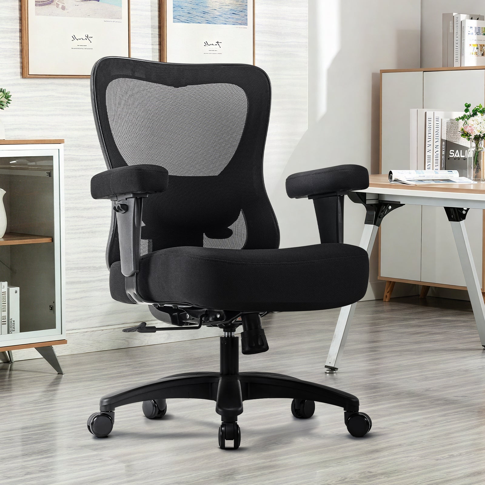 koorbiir m5 Large Ergonomic Mesh Chair ¨C Heavy Duty Executive Office Chair with Thick Cushion and Wheels, Black - Koorbiir
