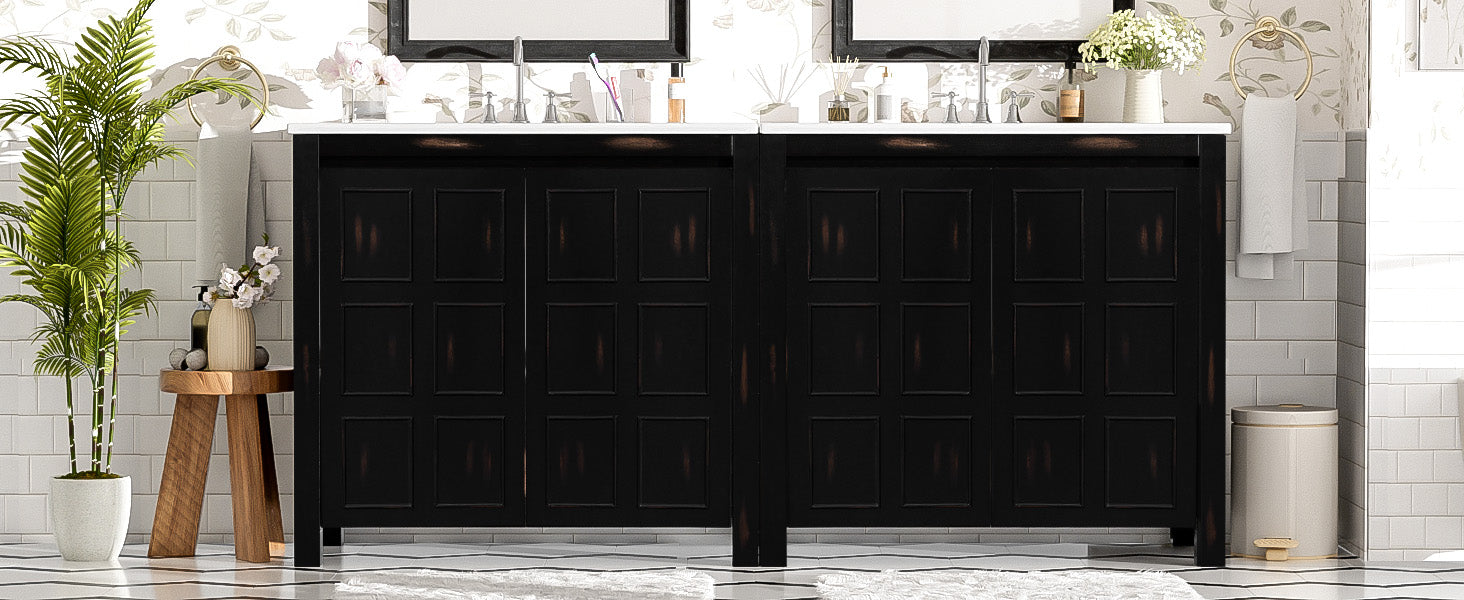 72 Double Vanity Bathroom Storage Cabinet with Ceramic Sinks ¨C Soft-Close Doors & Adjustable Shelves for Stylish Bathroom Organization