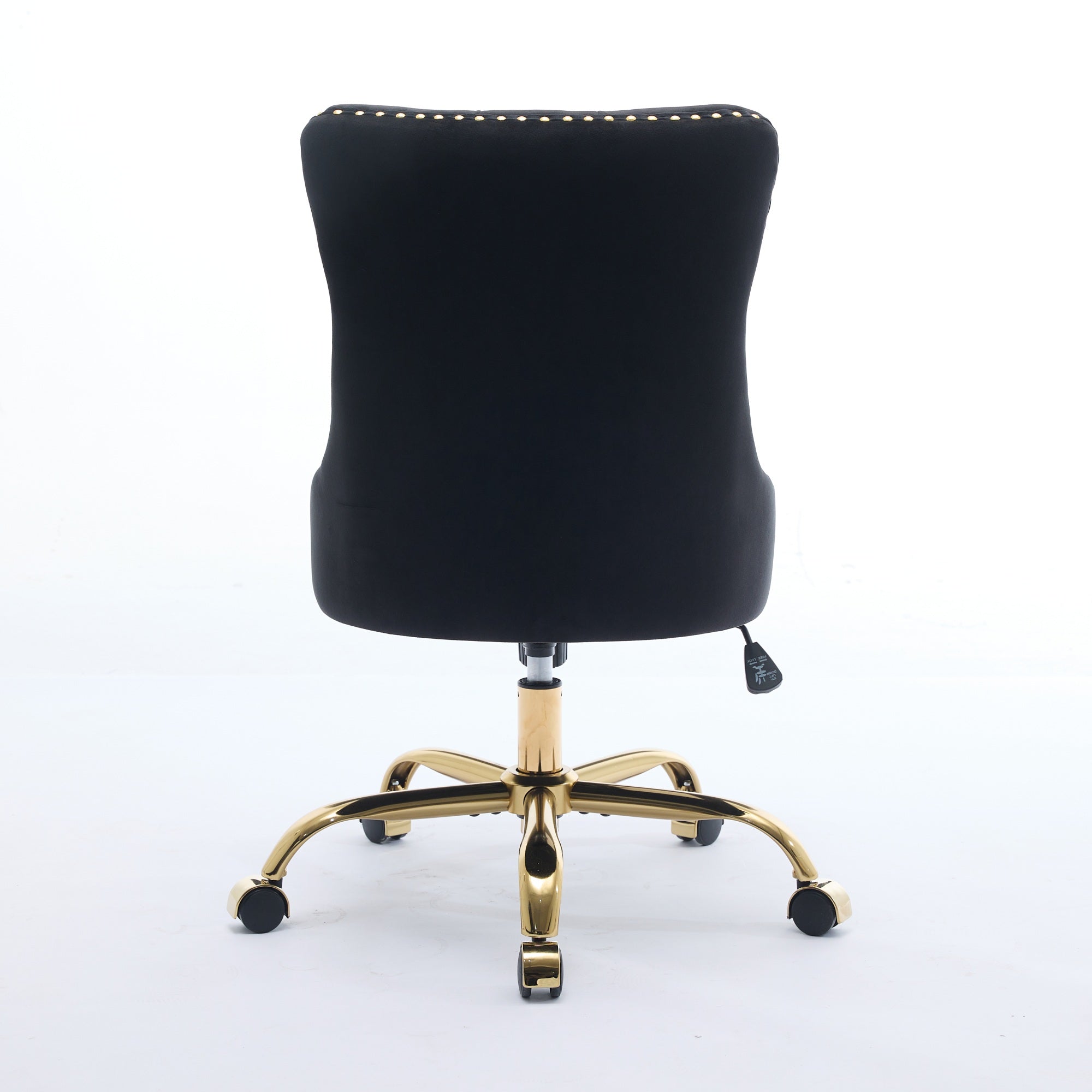 koorbiir o4 Modern Velvet Upholstered Office Chair with Tufted Button ¨C Adjustable Swivel Desk Chair with Gold Metal Base (Gray)