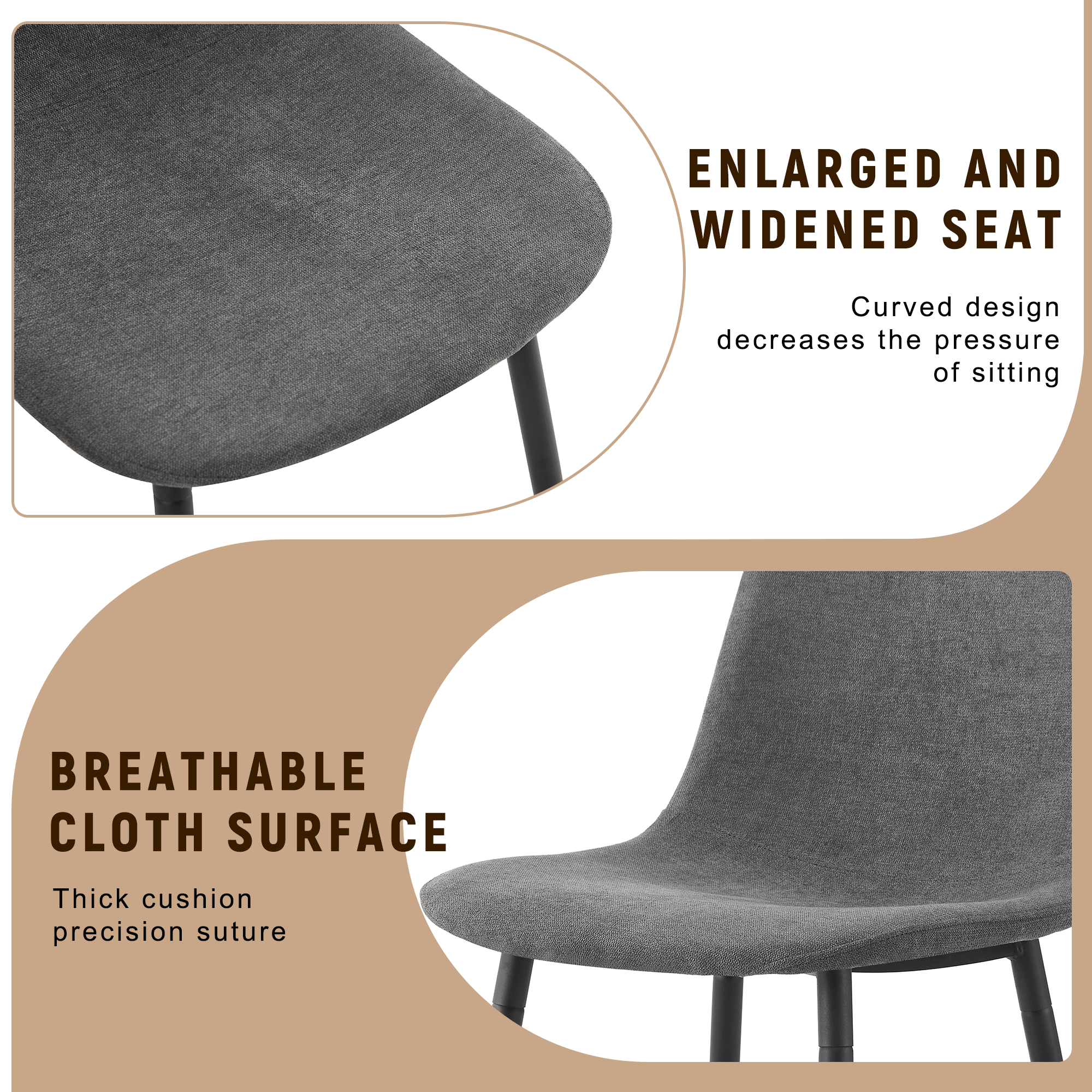 koorbiir ta3 71" x 35.4" Wooden & Black Spliced Dining Table with Middle Storage ¨C 6 Light Gray Linen Fabric Chairs, Sturdy Metal Frame, Table Linens Included