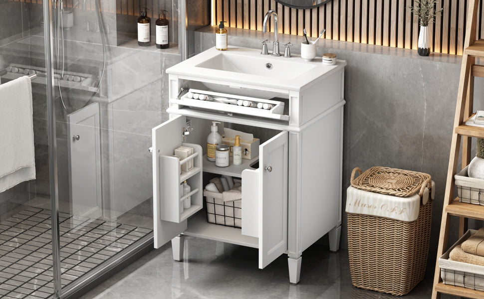 24 Bathroom Vanity Cabinet with Sink ¨C Soft-Closing Doors, Tip-Out Drawer & Organizers for Bathroom Organization