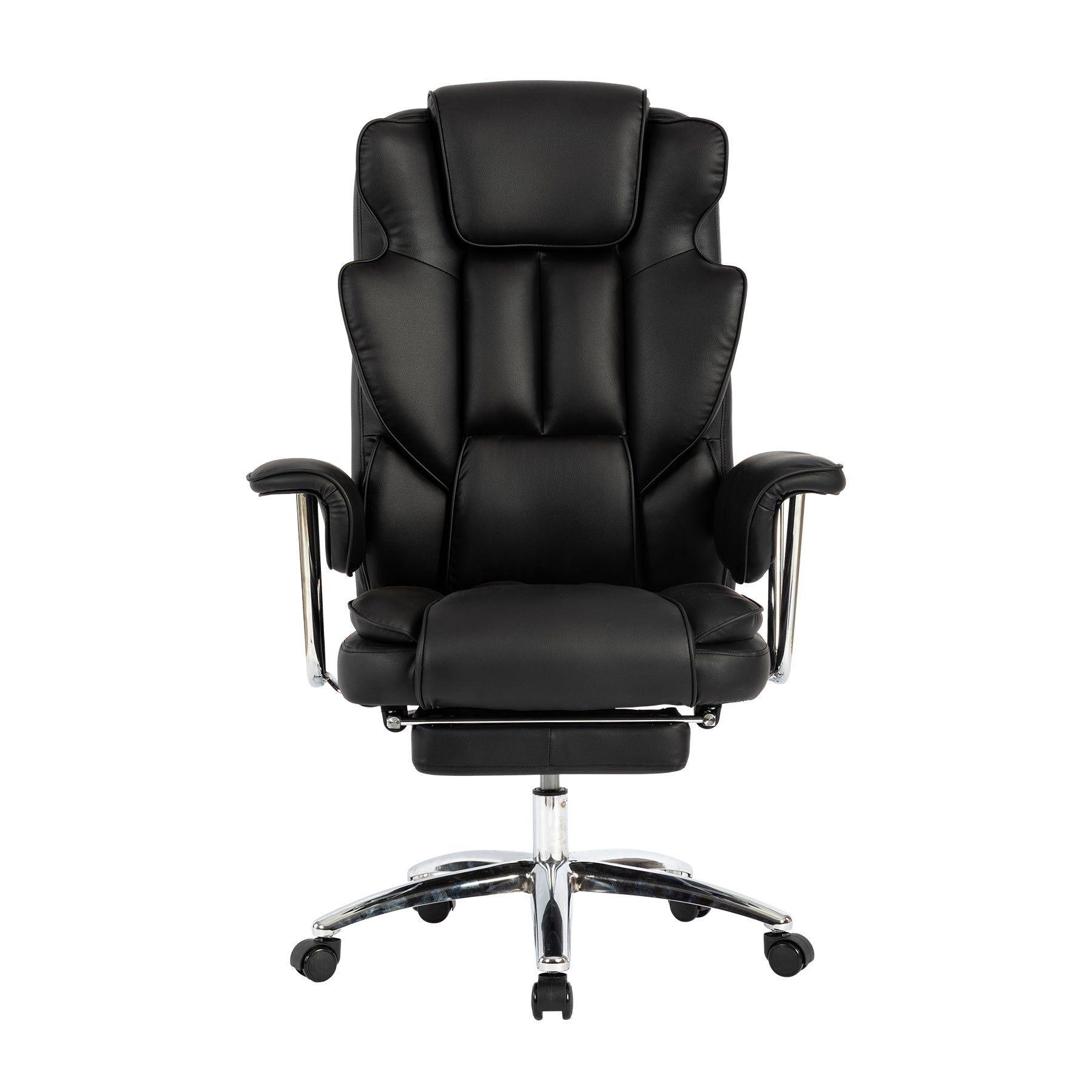 Office Chair, Big and Tall Executive Office Chair with Footrest, Leather Computer Chair, Ergonomic Reclining Chair High Back, Large Home Office Chair (Black) - Koorbiir