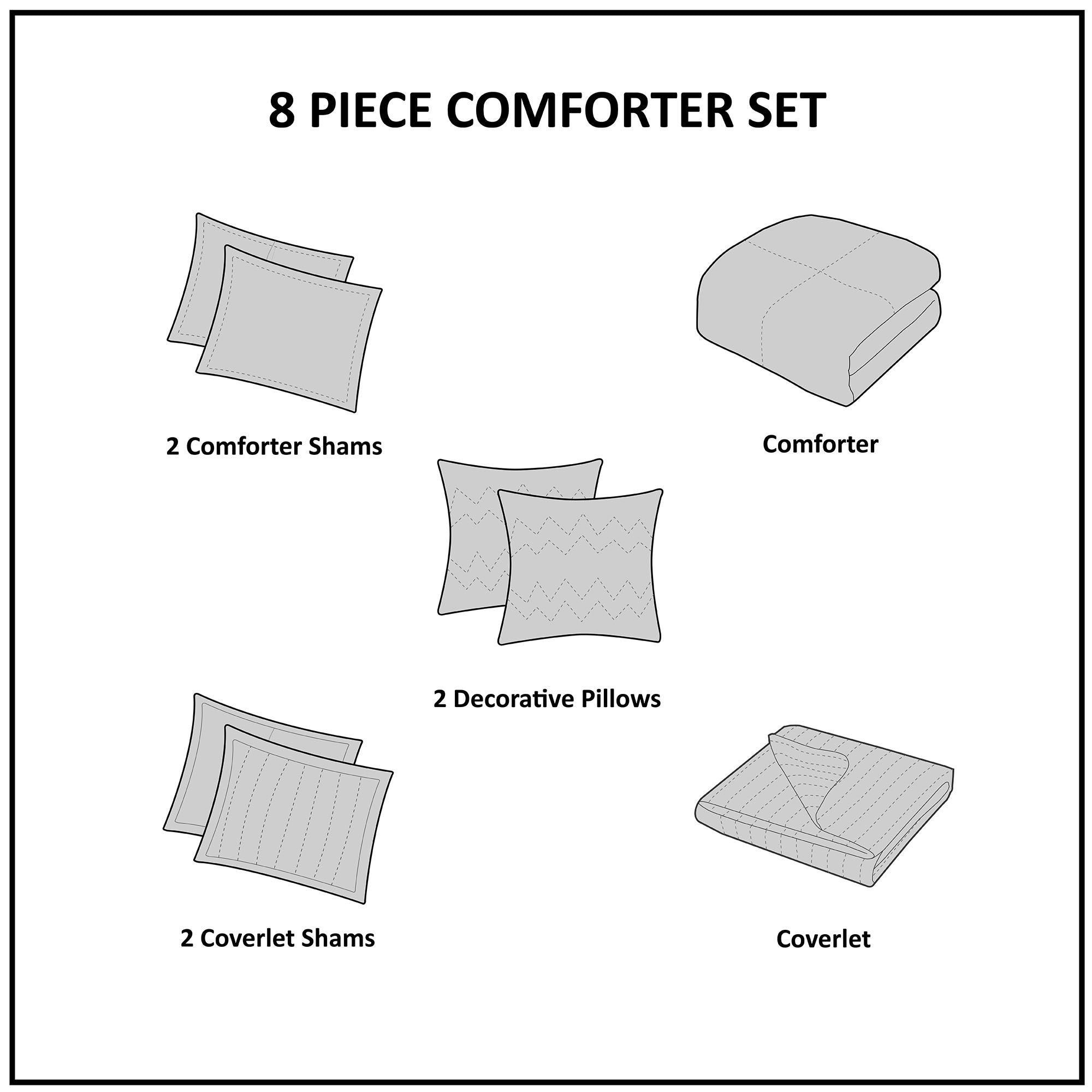 8-Piece Blue Seersucker Comforter & Quilt Set ¨C King/Cal King Bedding Collections with Decorative Pillows & Shams