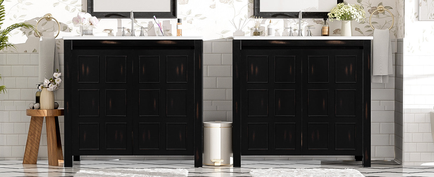 72 Double Vanity Bathroom Storage Cabinet with Ceramic Sinks ¨C Soft-Close Doors & Adjustable Shelves for Stylish Bathroom Organization