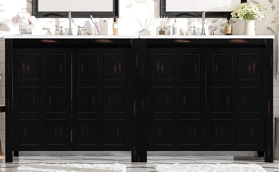 koorbiir ba3 72 Double Vanity Bathroom Storage Cabinet with Ceramic Sinks ¨C Soft - Close Doors & Adjustable Shelves for Stylish Bathroom Organization - Koorbiir