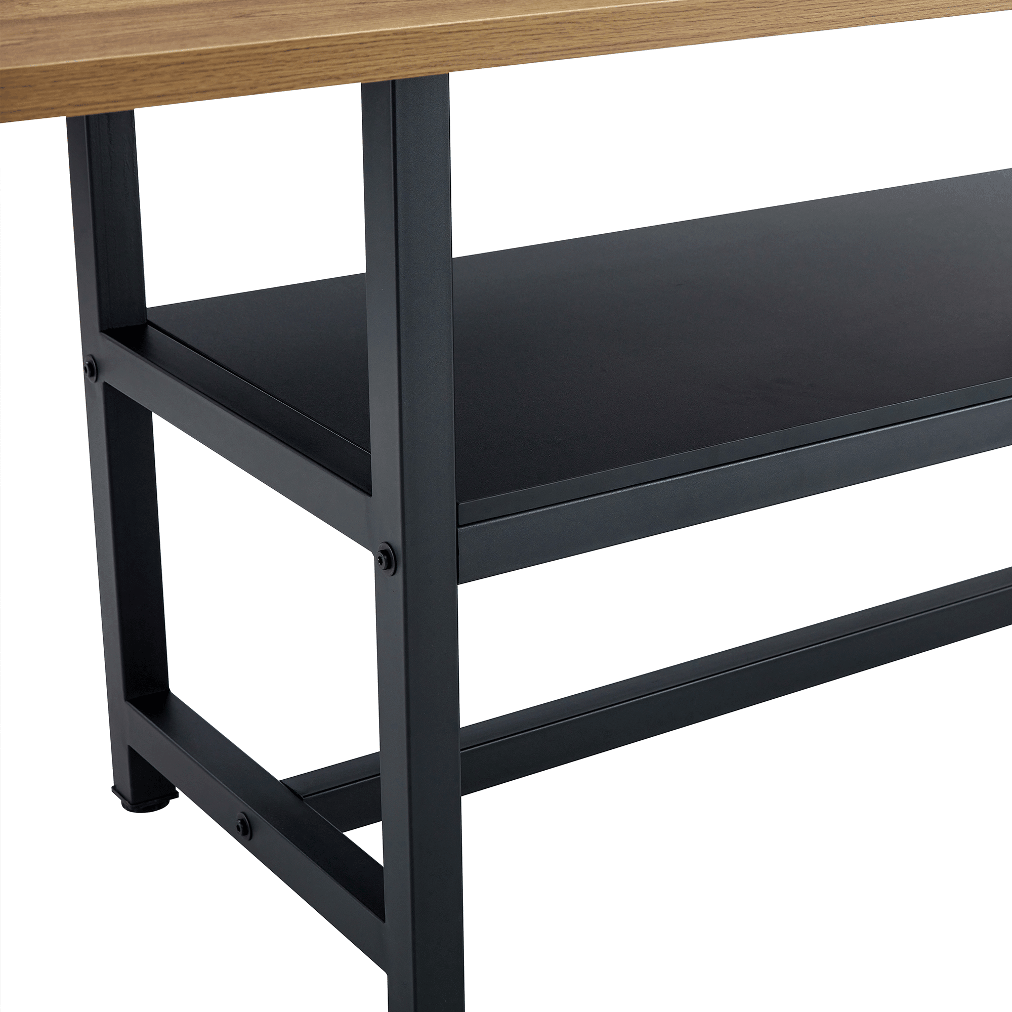 koorbiir ta3 71" x 35.4" Wooden & Black Spliced Dining Table with Middle Storage ¨C 6 Light Gray Linen Fabric Chairs, Sturdy Metal Frame, Table Linens Included - Koorbiir