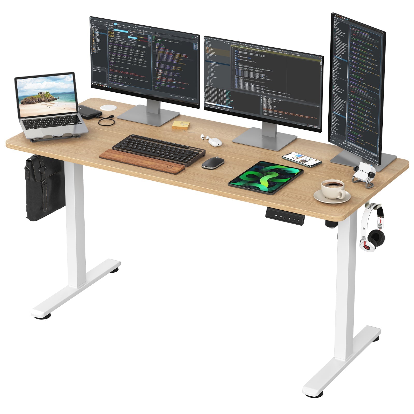 koorbiir d2 Electric Standing Desk with Adjustable Height, Home Office Sit - Stand Desk with Spliced Desktop - Koorbiir