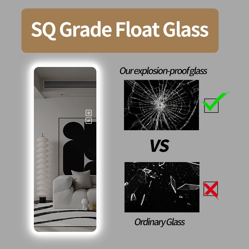 koorbiir mi6 65x24 Full Length LED Floor Mirror, Wall - Mounted Body Mirror with Dimming & 3 Color Modes for Bedroom, Full - Size Mirror with Integrated Lights - Koorbiir