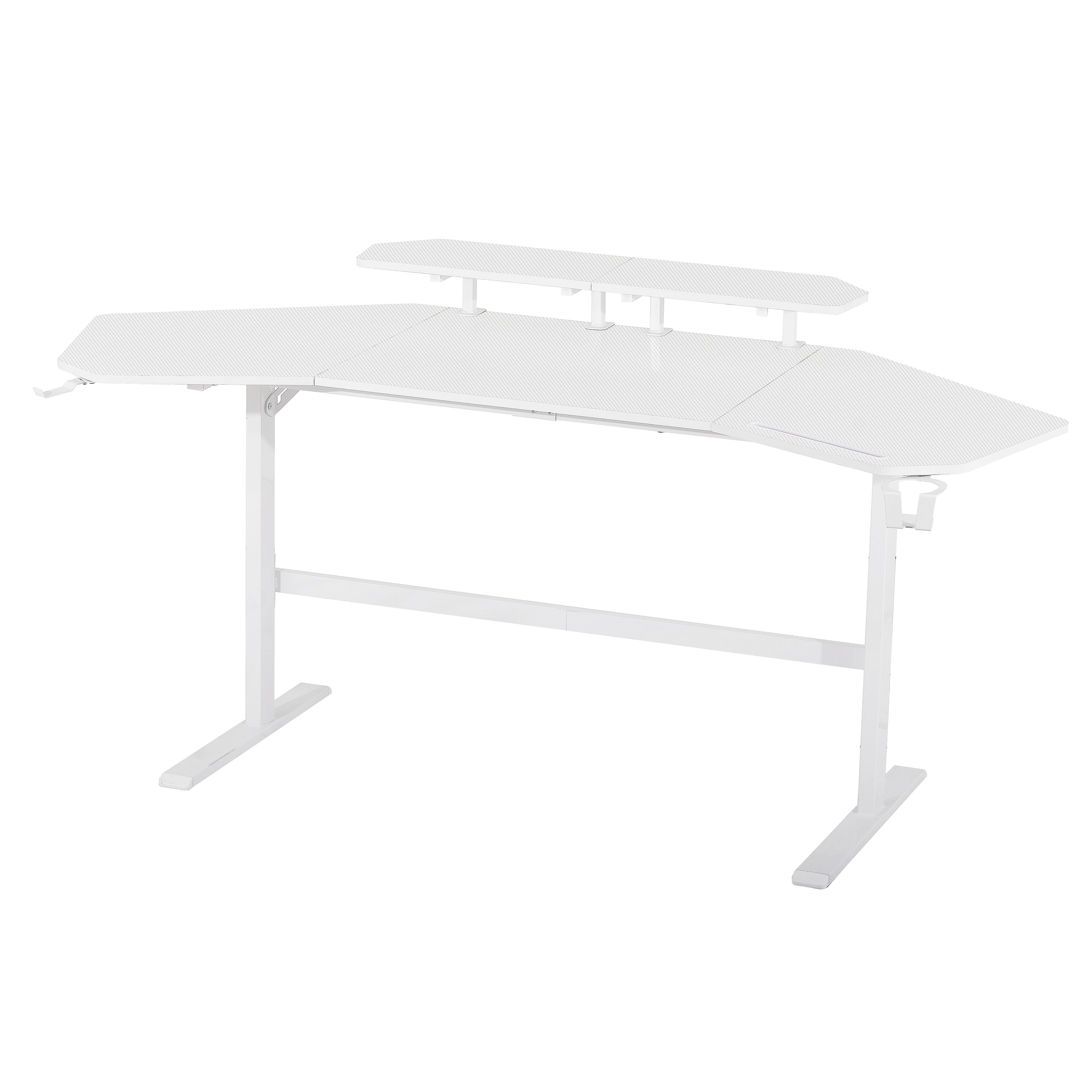 koorbiir G2 Sport TS911D White Gaming Desk with Shelves & Accessory Holder ¨C Ergonomic Gaming Desk