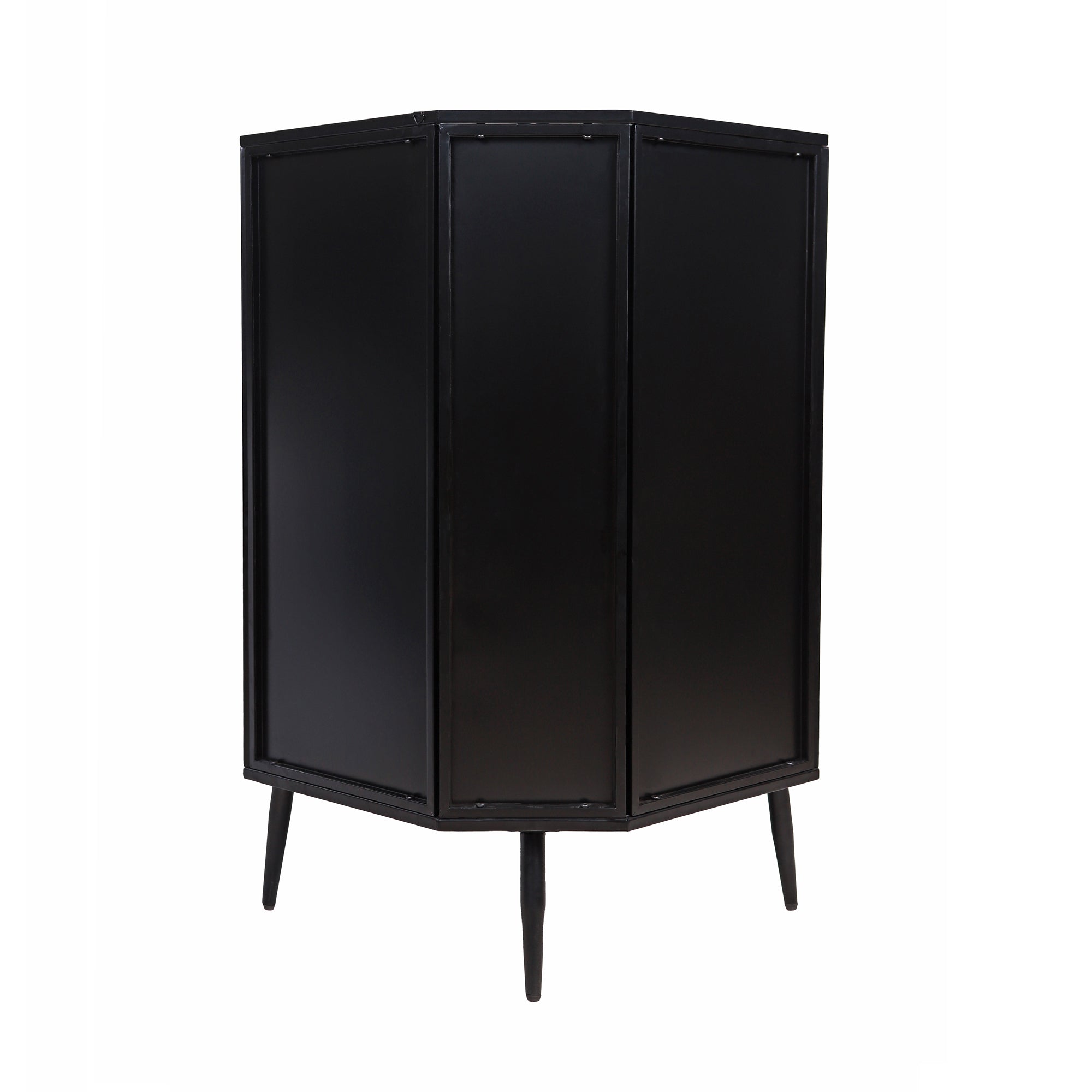Modern 3-Tier Corner Storage Cabinet with Tempered Glass Doors ¨C Freestanding Metal Frame Organizer for Bathroom Organization, Kitchen, Bedroom, and Small Spaces