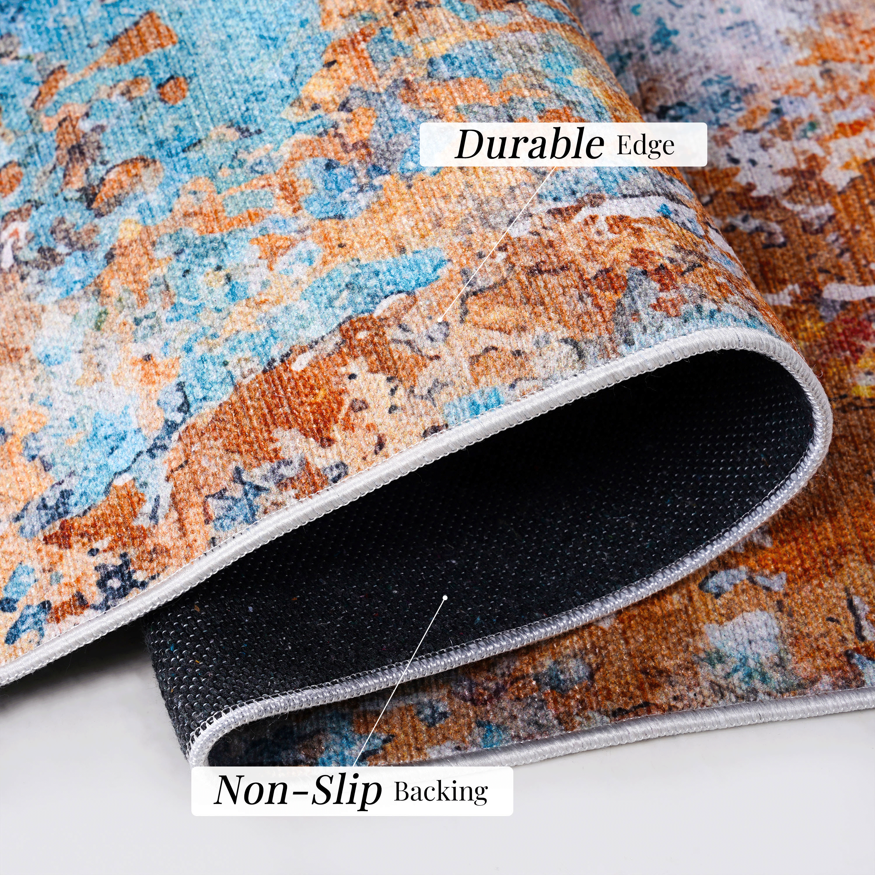 koorbiir R4 8x10 Multi-Color Washable Area Rug ¨C Durable Large Rugs for Living Room and Bedroom