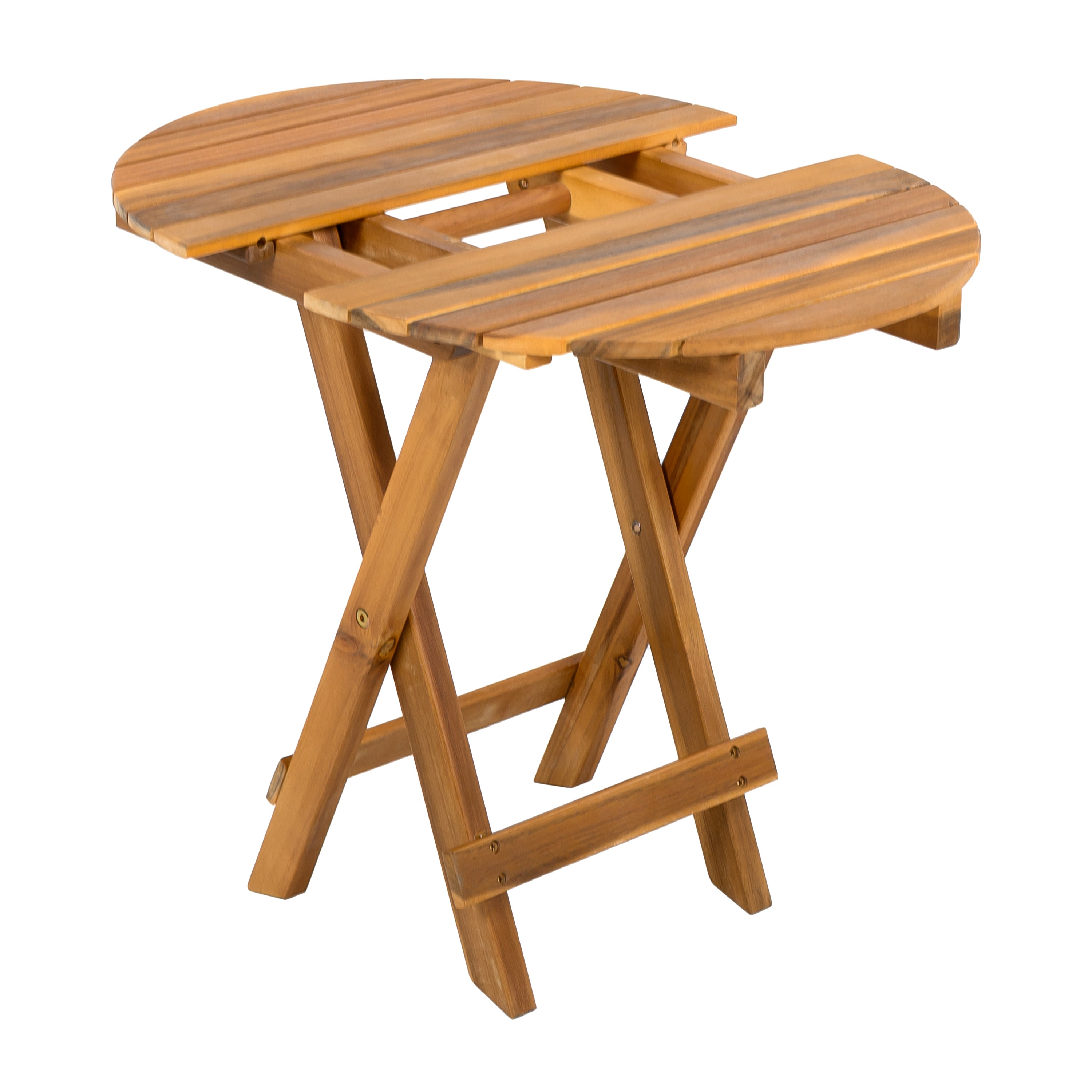 koorbiir f2 Foldable Table ¨C No Installation Needed, Adjustable Outdoor Acacia Wood Side Table in Teak Finish