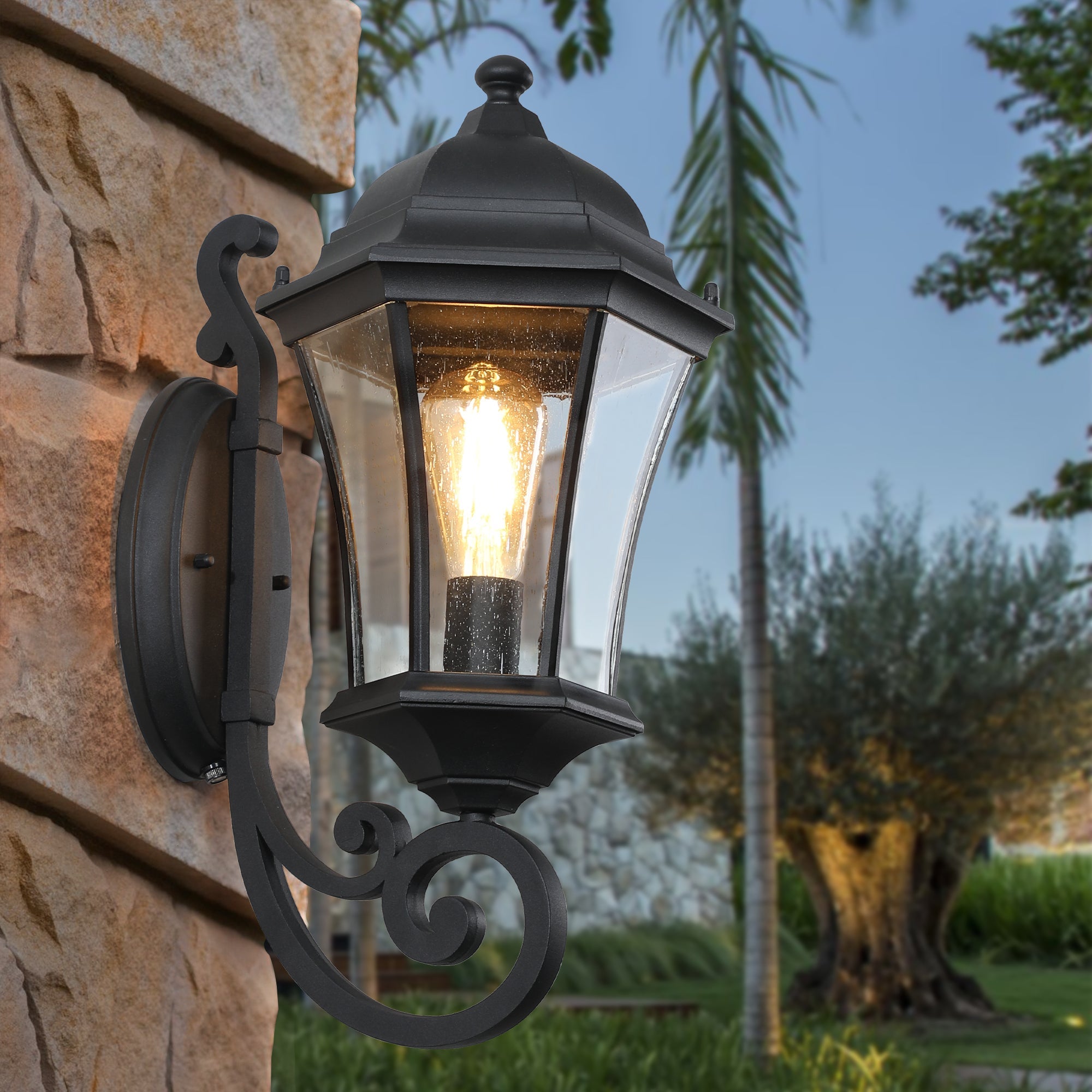 koorbiir L1 2 - Pack Outdoor Wall Lantern Lighting ¨C Vintage Black Metal Sconce for Porch, Patio & Garden (Bulbs Not Included) - Koorbiir