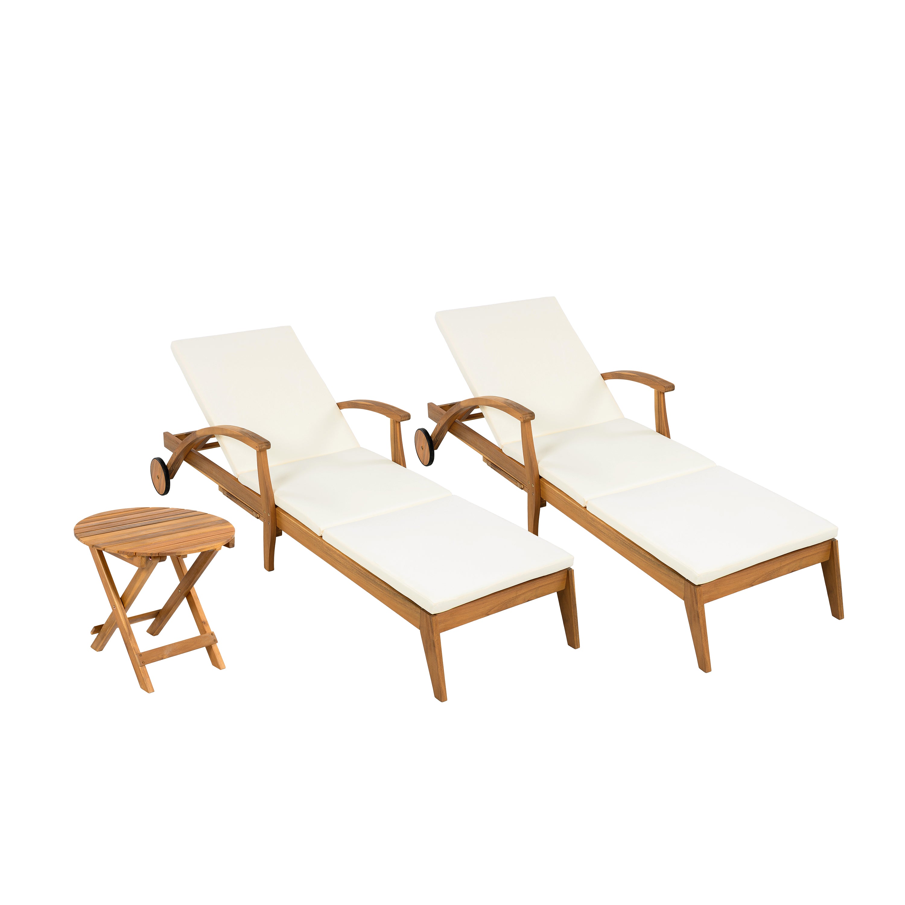 koorbiir f2 Foldable Table ¨C No Installation Needed, Adjustable Outdoor Acacia Wood Side Table in Teak Finish