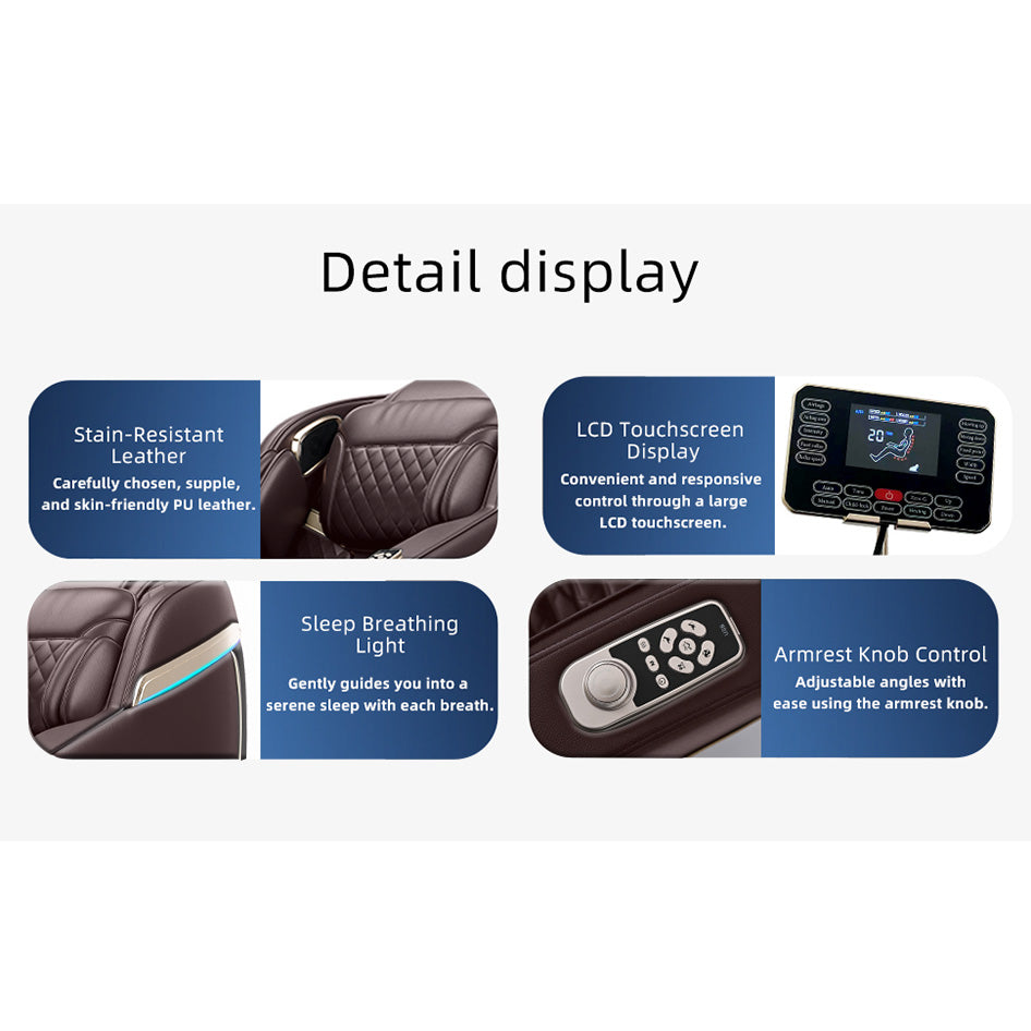 Zero Gravity Massage Chair with SL-Track, Shiatsu, Heated Back & Calves, Foot Rollers, Built-in Speakers & Smart LCD Control ¨C Full Body Relaxation for Home or Office