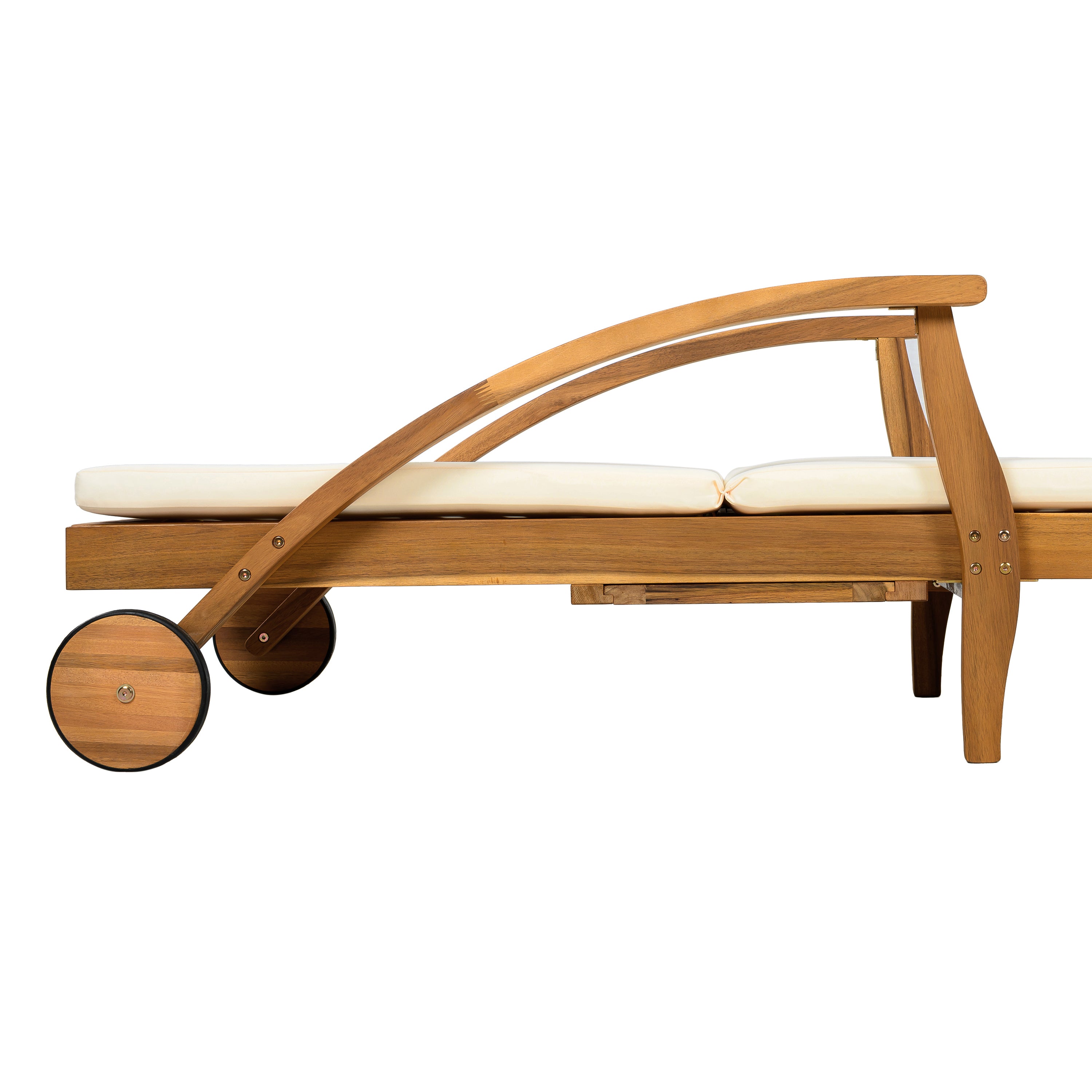 koorbiir f2 Foldable Table ¨C No Installation Needed, Adjustable Outdoor Acacia Wood Side Table in Teak Finish